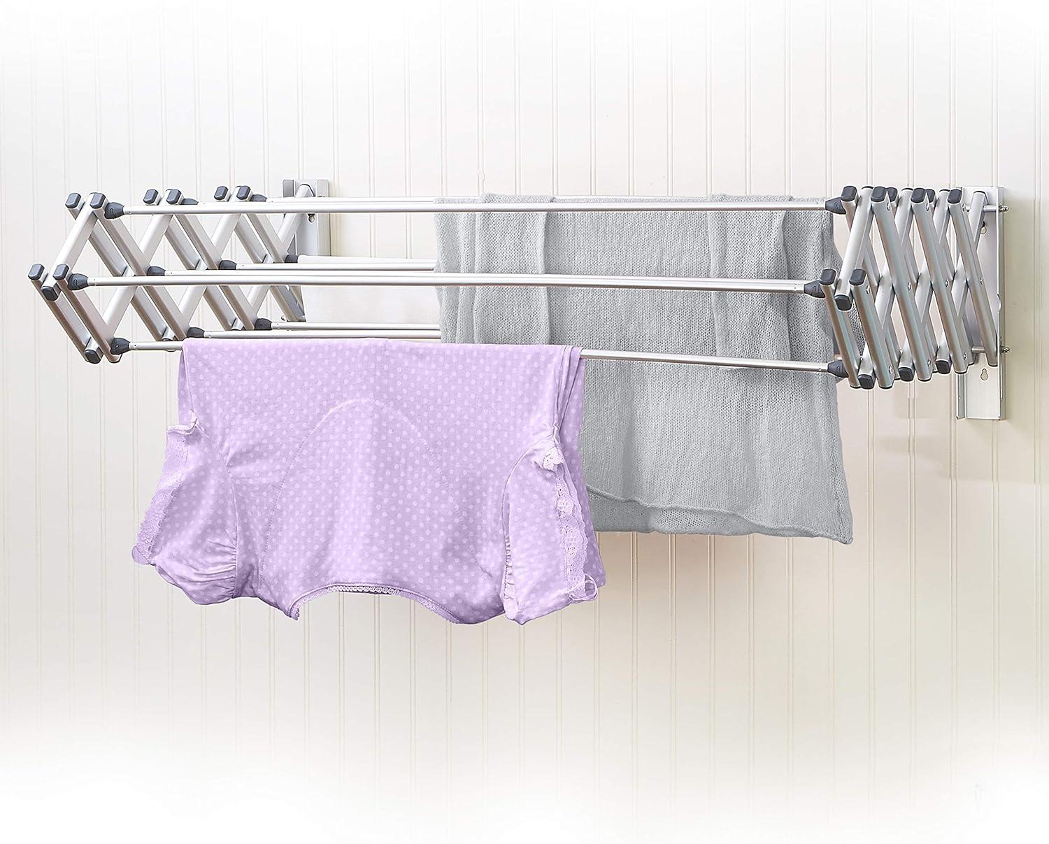 Woolite Collapsible Aluminum Wall Clothes Drying Rack, Silver