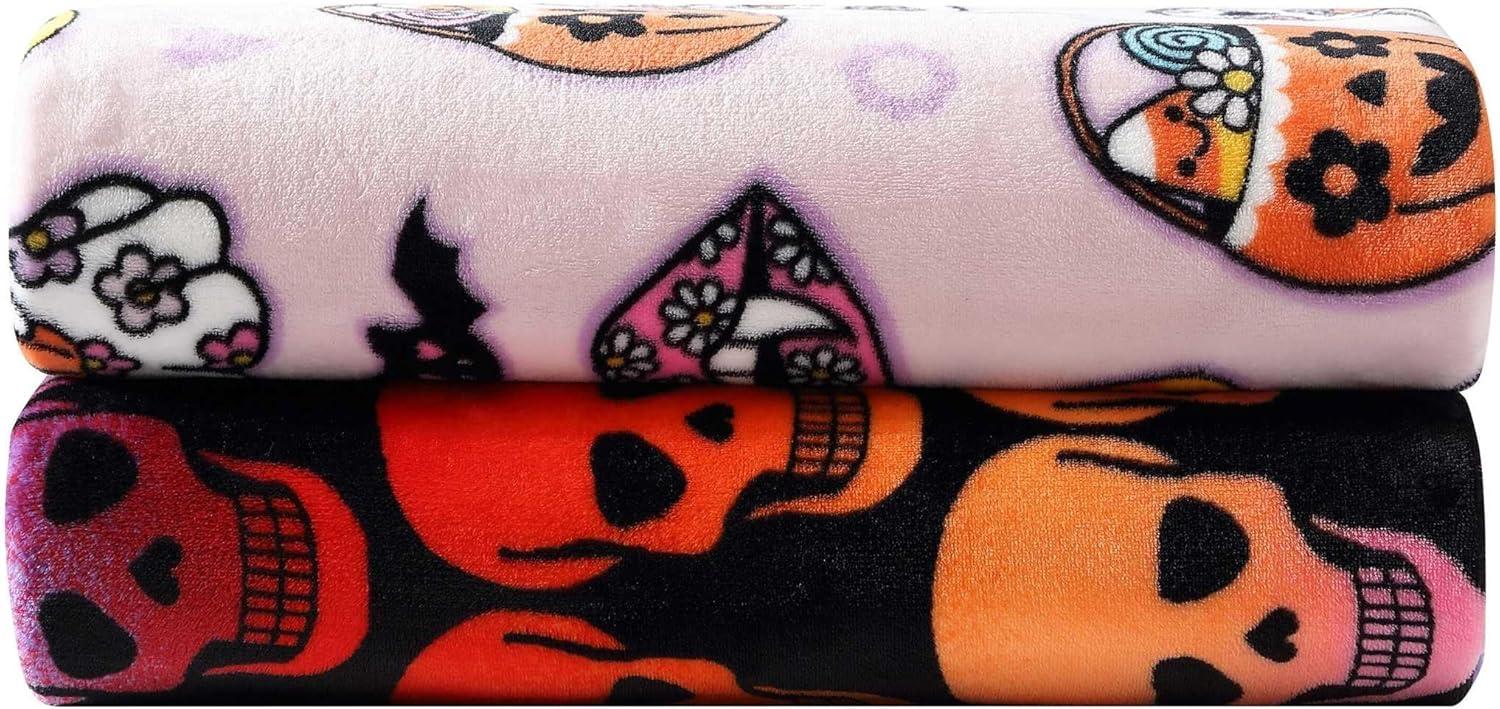 Skull Ombre Black and Multicolor Fleece Throw Blanket