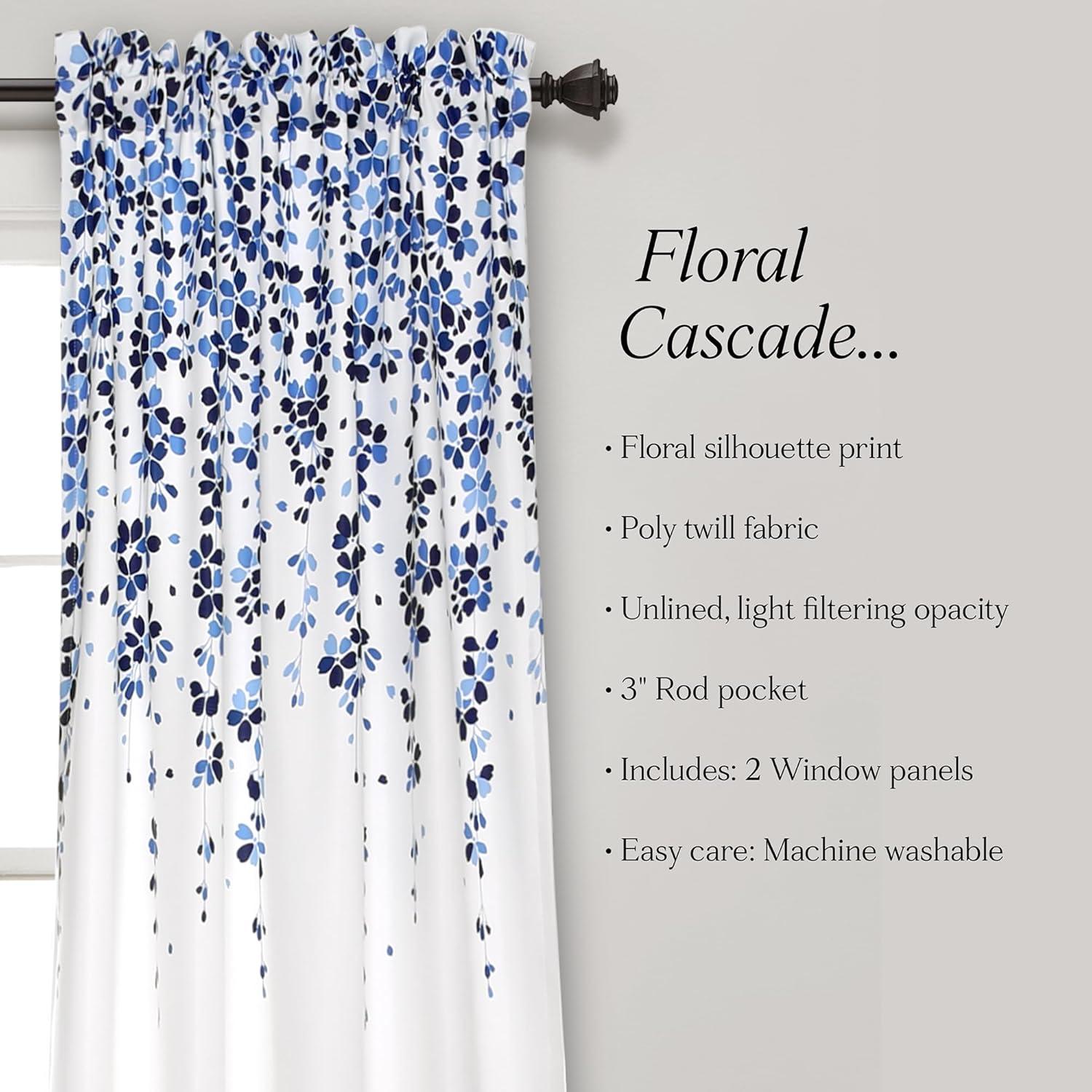 Lush Decor Weeping Flowers Polyester Room Darkening Curtain Pair (Set of 2)