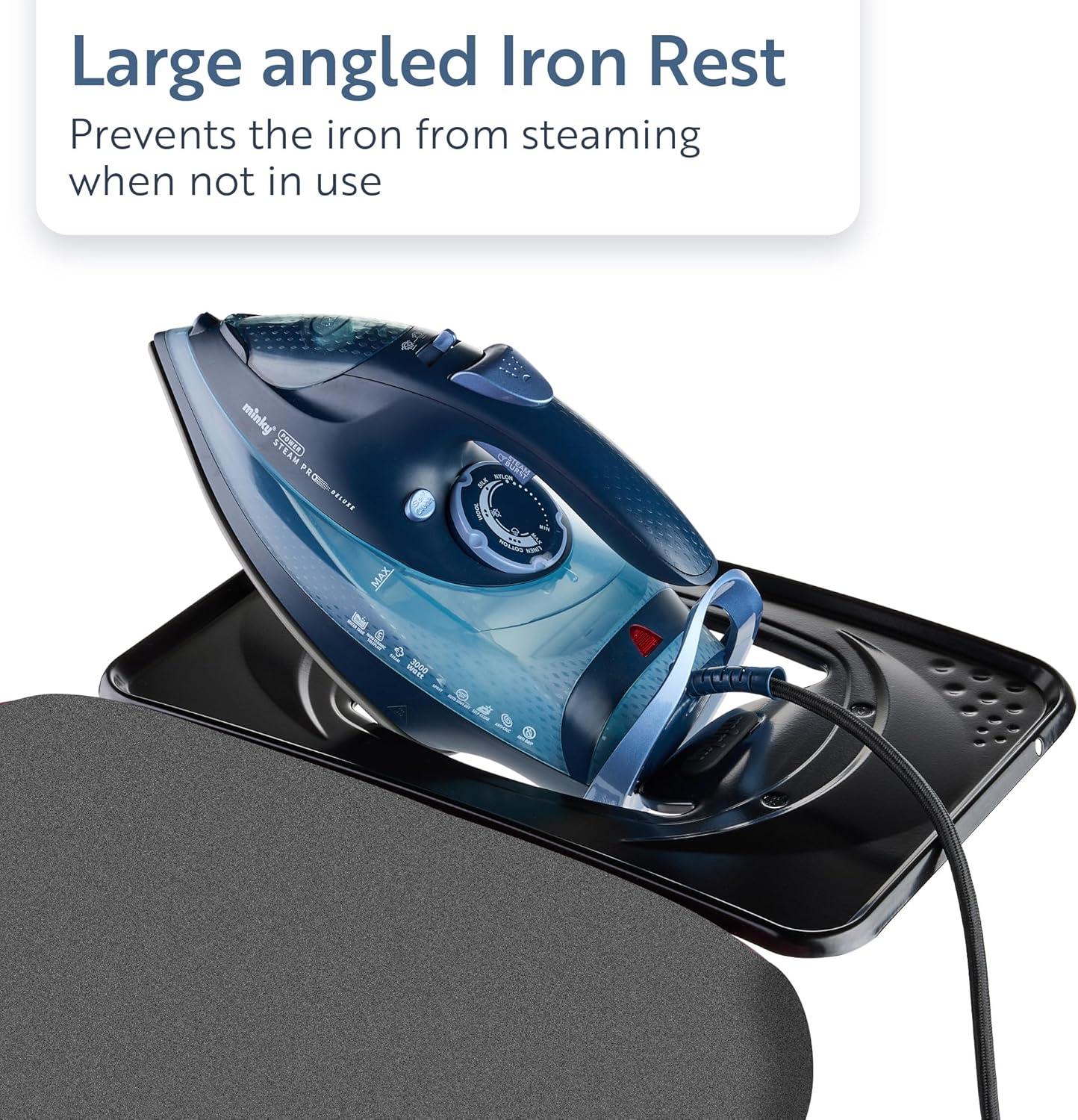 Extra Wide Black Iron Floor Mount Foldable Ironing Board