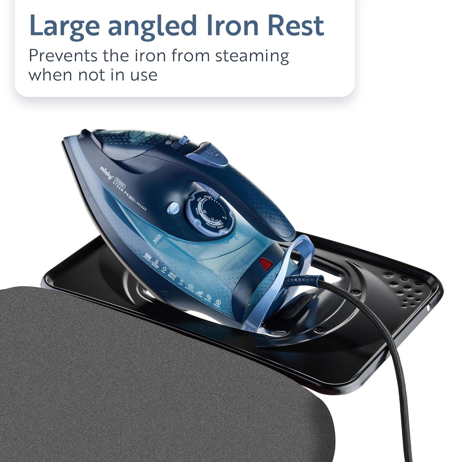 Extra Wide Black Iron Floor Mount Foldable Ironing Board