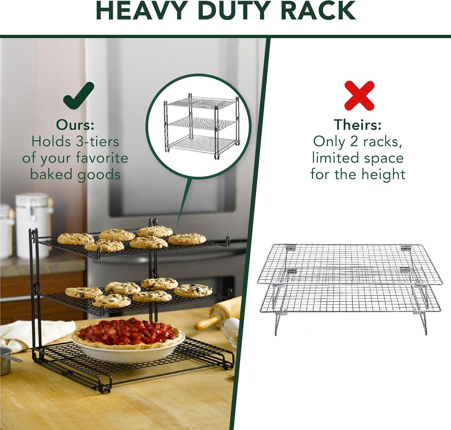 Black 3-Tier Non-Stick Wire Mesh Cooling Rack