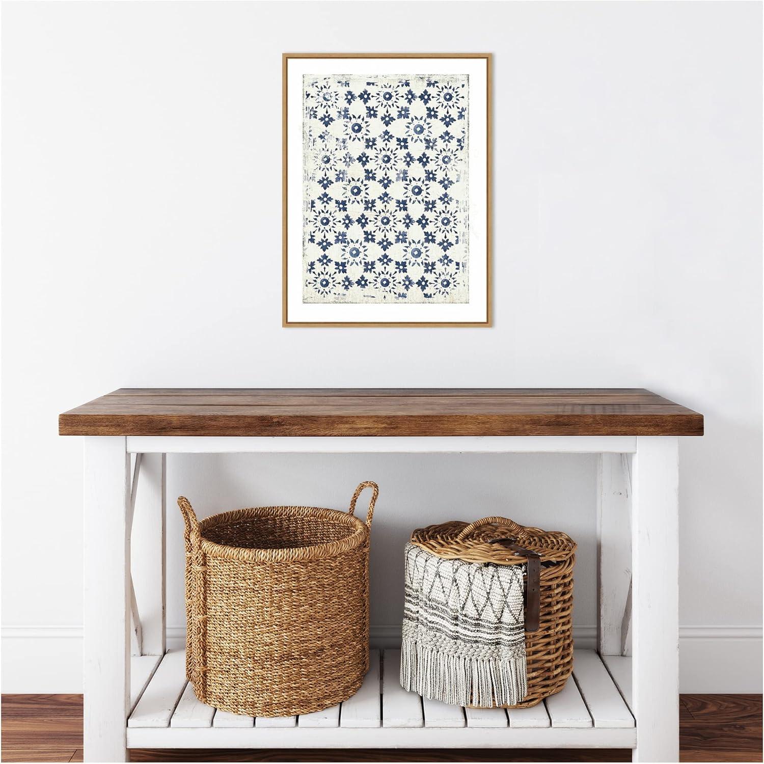 18" x 24" Navy Geo III by Aimee Wilson Framed Canvas Wall Art - Amanti Art: Vintage-Inspired, Hand-Stretched, Sawtooth Back Mount