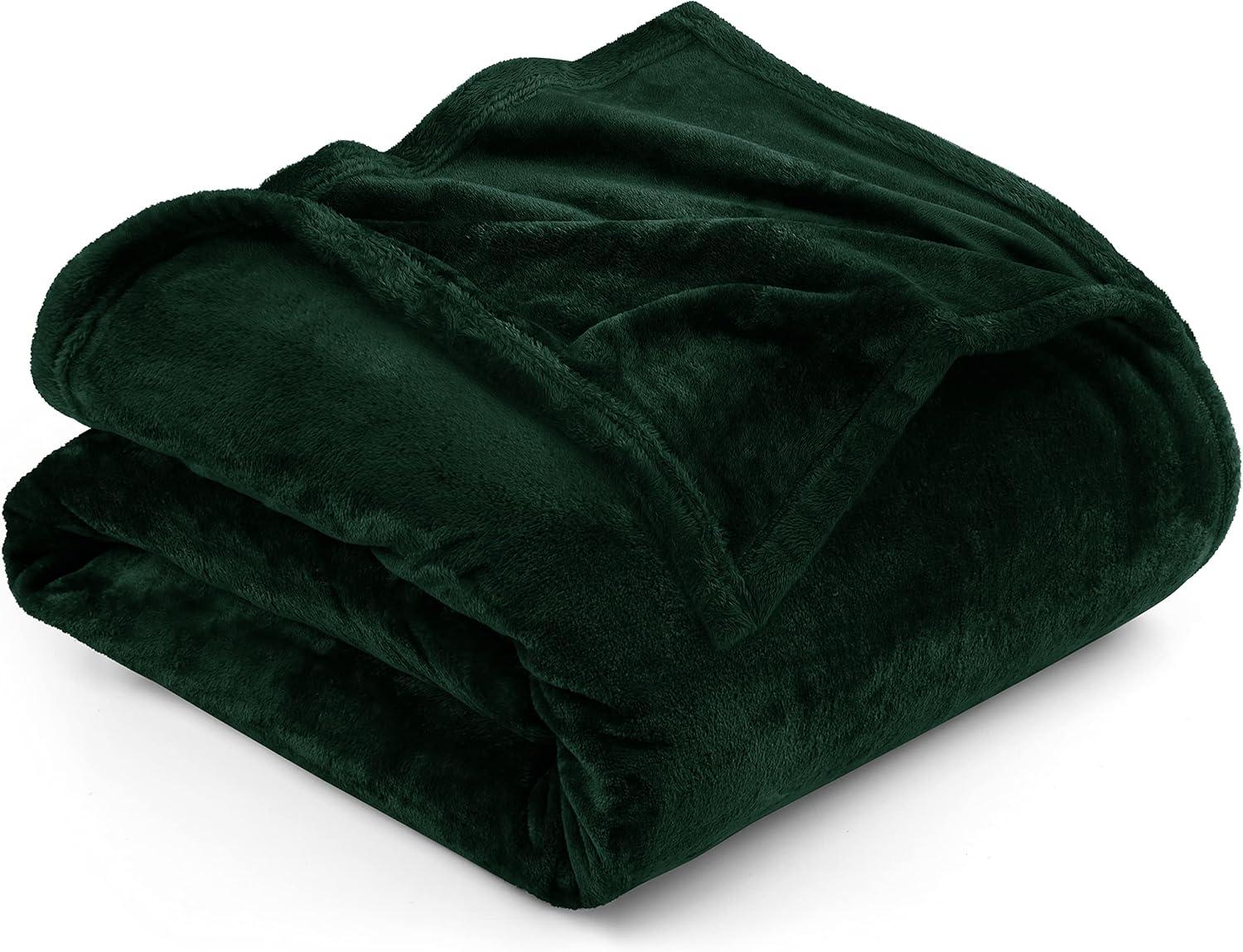 Forest Green Queen Fleece Reversible Blanket