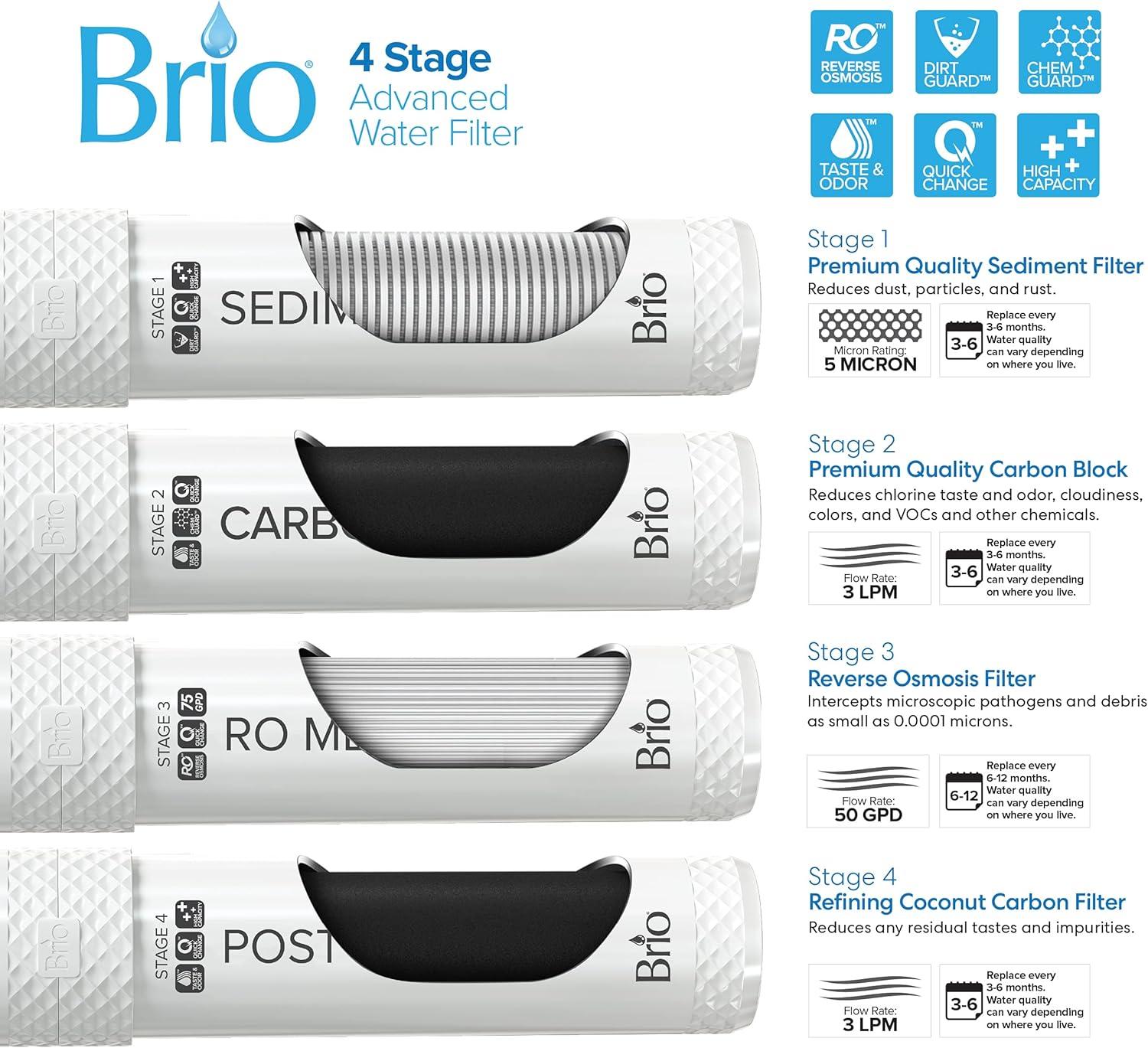 Brio Black 4-Stage Bottle-Less Tri-Temperature Water Cooler