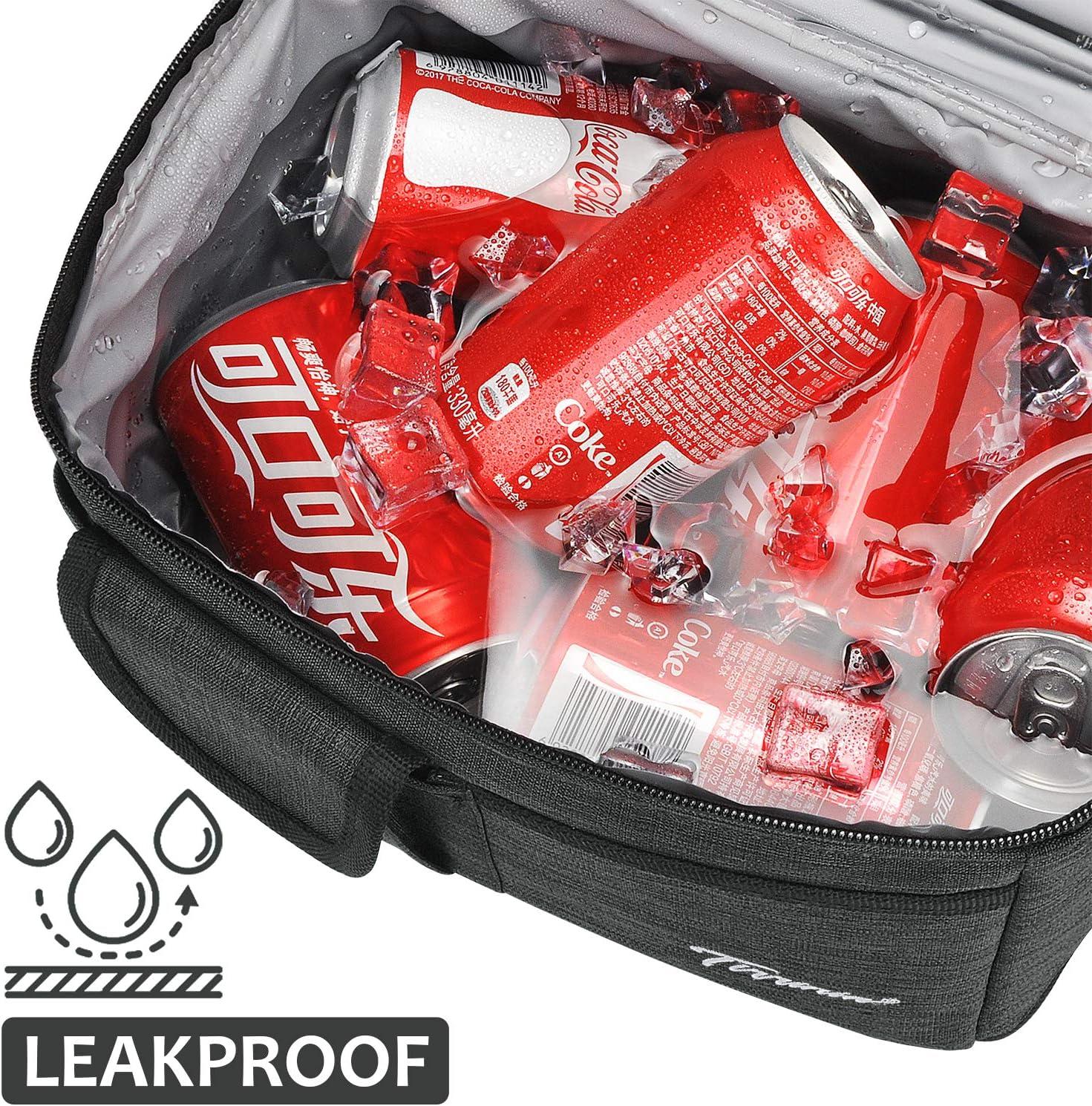 Tirrinia Dual Compartment Lunch Bag with Shoulder Strap for Adults, Large Lunch Bags, Insulated Leakproof Thermal Lunch Totes, Charcoal