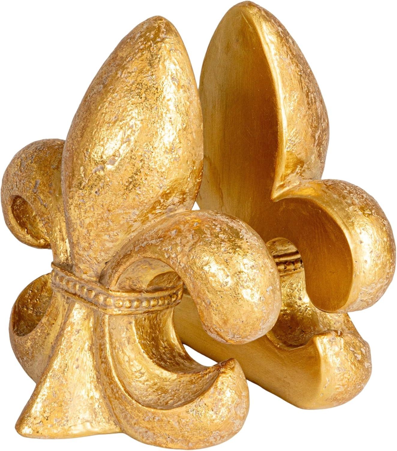 Gold Fleur de Lis Resin Decorative Bookends