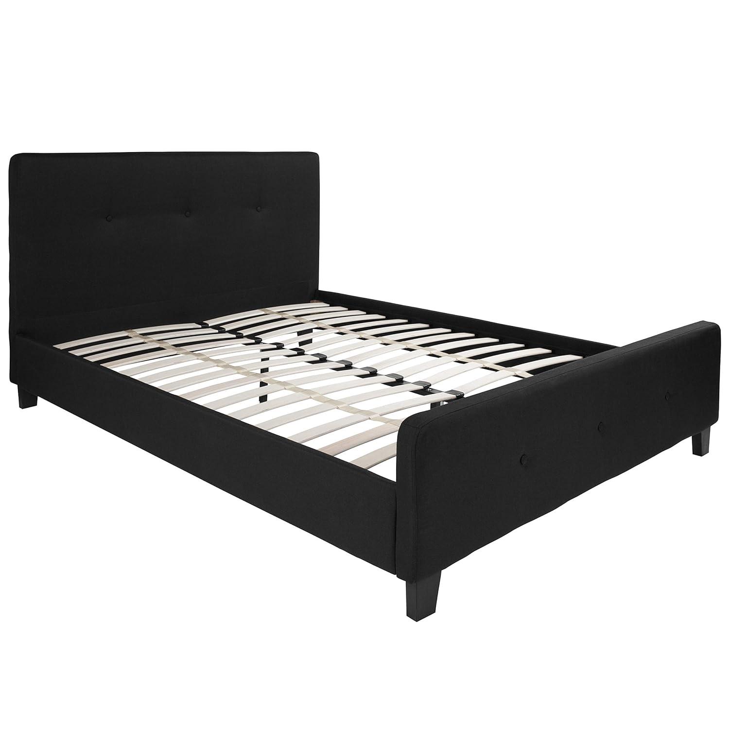 Flash Furniture Tribeca Queen Size Tufted Upholstered Platform Bed in Beige Fabric
