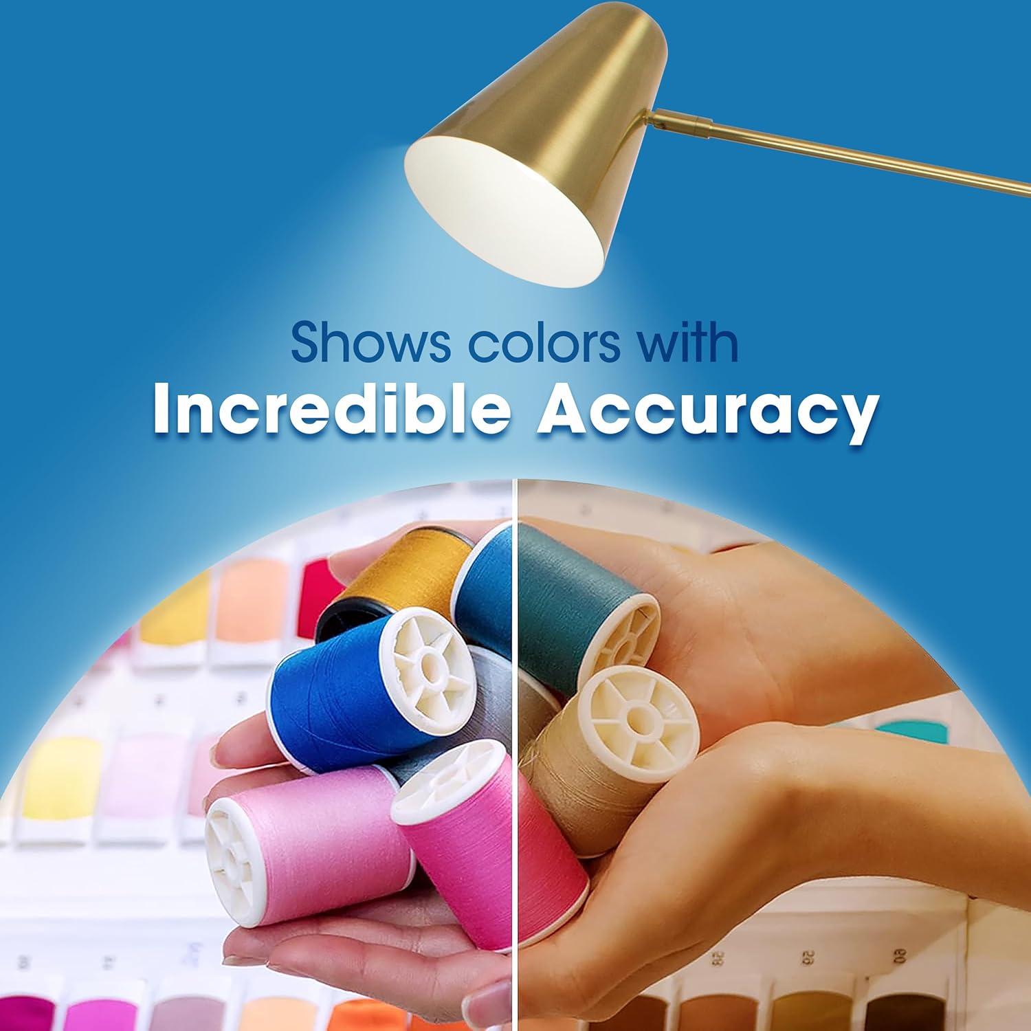 OttLite OttLite Archer Floor Lamp - Mid-Century Modern Design, Satin Brass Finish, LED, Adjustable Shade