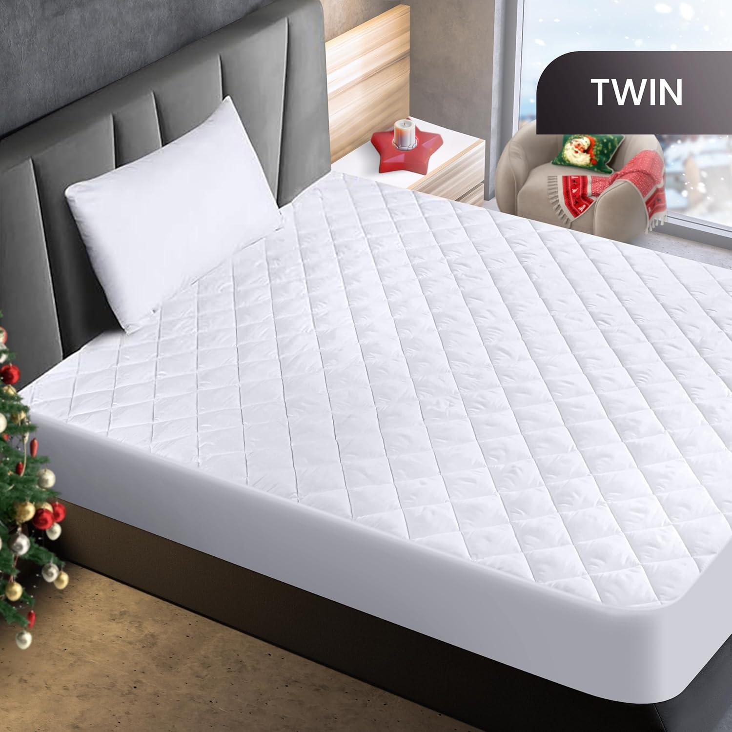 Utopia Bedding Microfiber Mattress Topper Twin , Quilted Fitted Mattress Pad Deep Pocket up to 16 inches, Machine Washable Mattress Protector