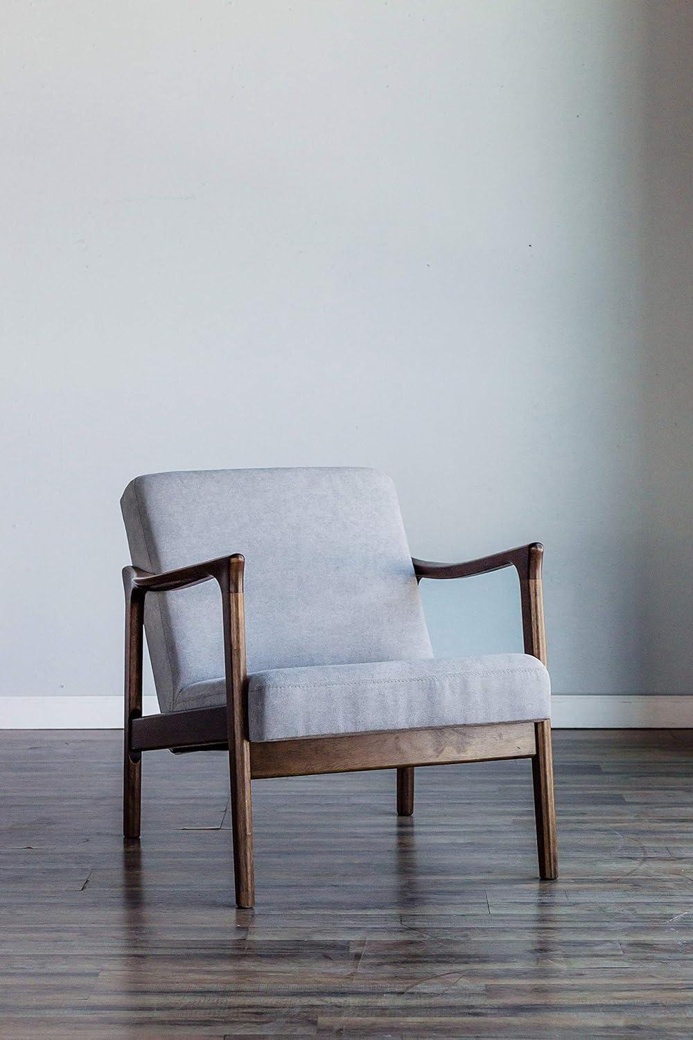 Mid-Century Modern Zephyr Lounge Chair in Light Grey Microfiber