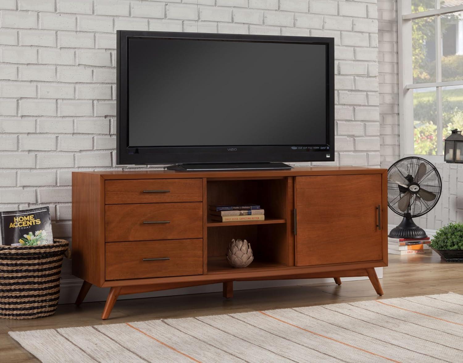 Alpine Furniture Flynn Large Wood TV Console in Acorn Brown