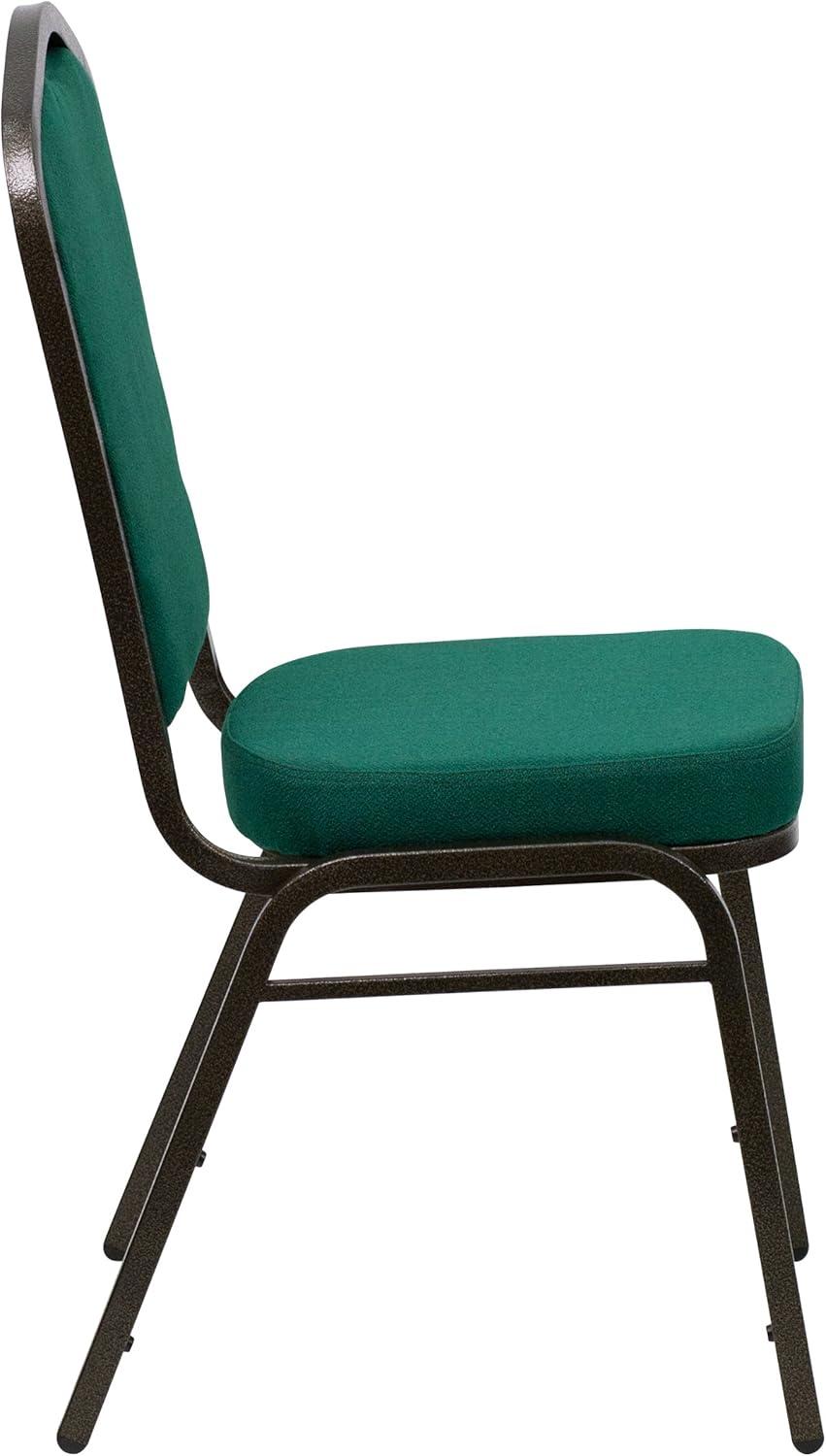 Flash Furniture HERCULES Series Crown Back Stacking Banquet Chair in Green Fabric - Gold Vein Frame