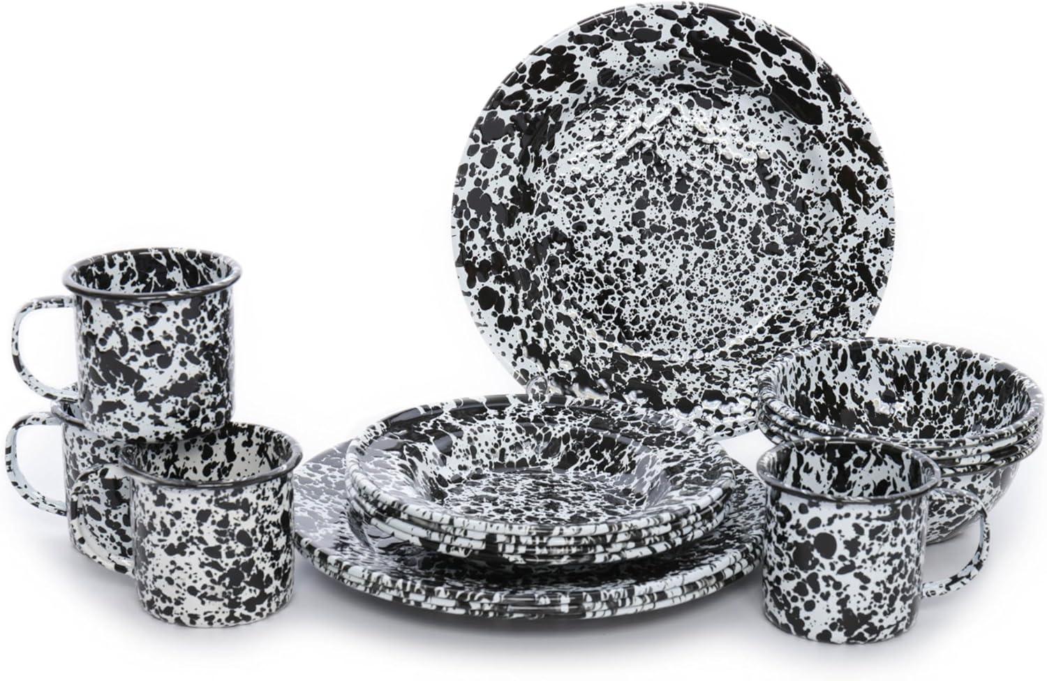Crow Canyon Enamelware Splatter 16 Piece Dinnerware Set