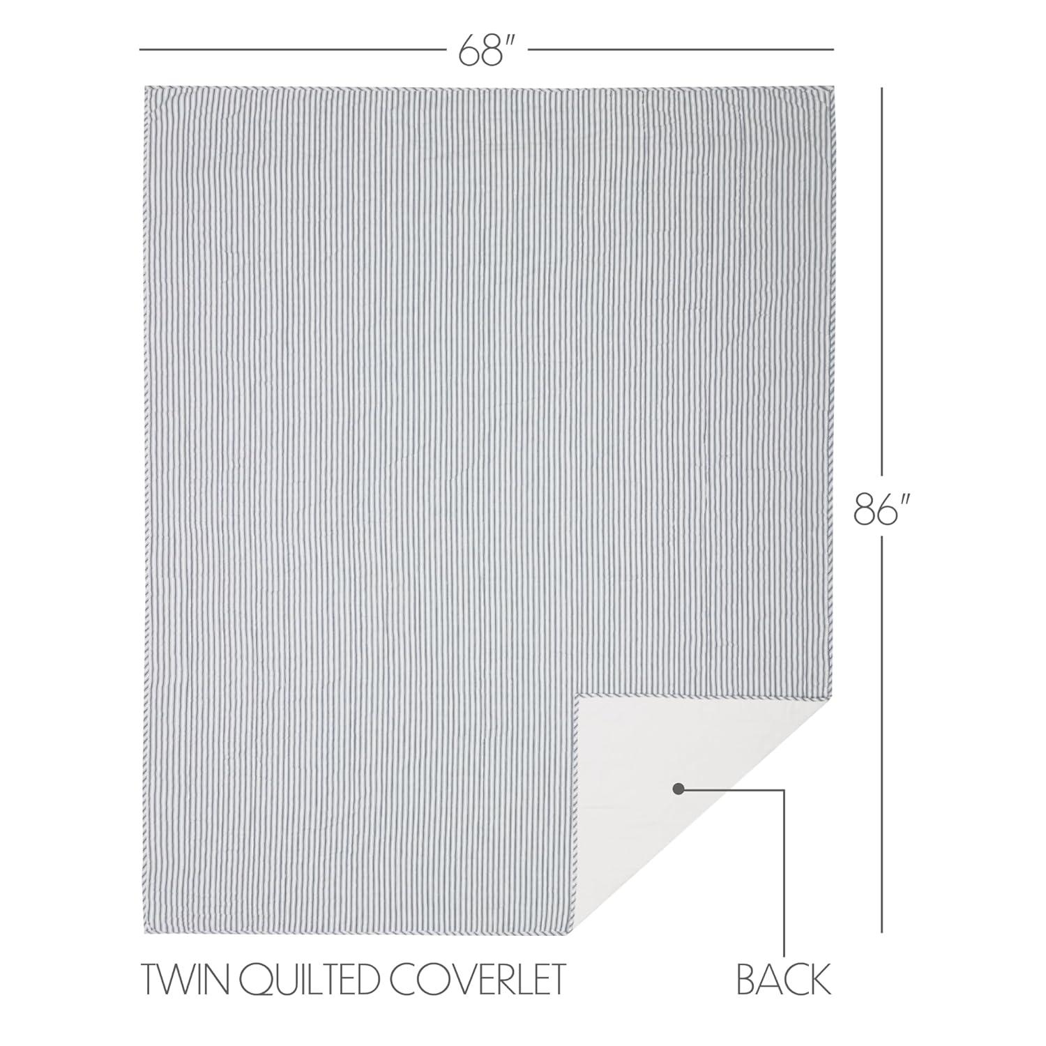 VHC Brands Sawyer Mill Ticking Stripe Cotton Quilt Coverlet, Blue, Twin