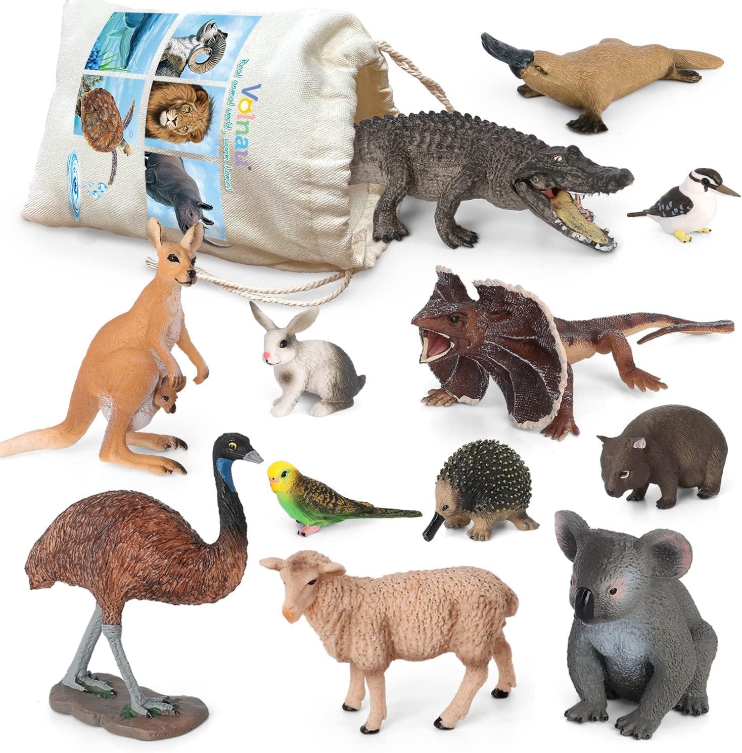 Volnau Animal Toys Figurines 12Pcs Australia Animal Figures Zoo Pack Educational Kangaroo Koala Sets