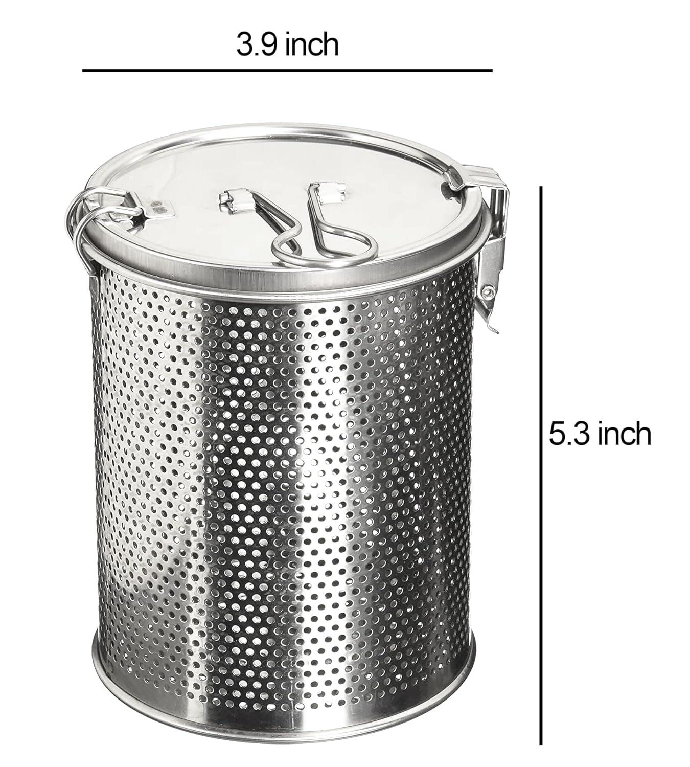 Commercial Grade D 3.9" X H 5.3" Genuine Stainless Steel 18/8 Perforated Strainer - One Touch Lock System - Restaurant & Home Use|Commercial Grade D. 3.9"x H. 5.3" - Genuine 18/8 Stainless Steel Perfo