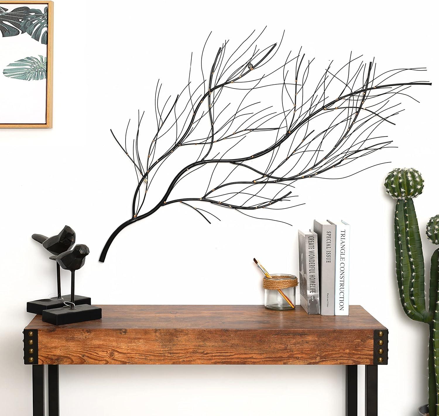 LuxenHome Black with Gold Metal Branch Wall Art Home Decor