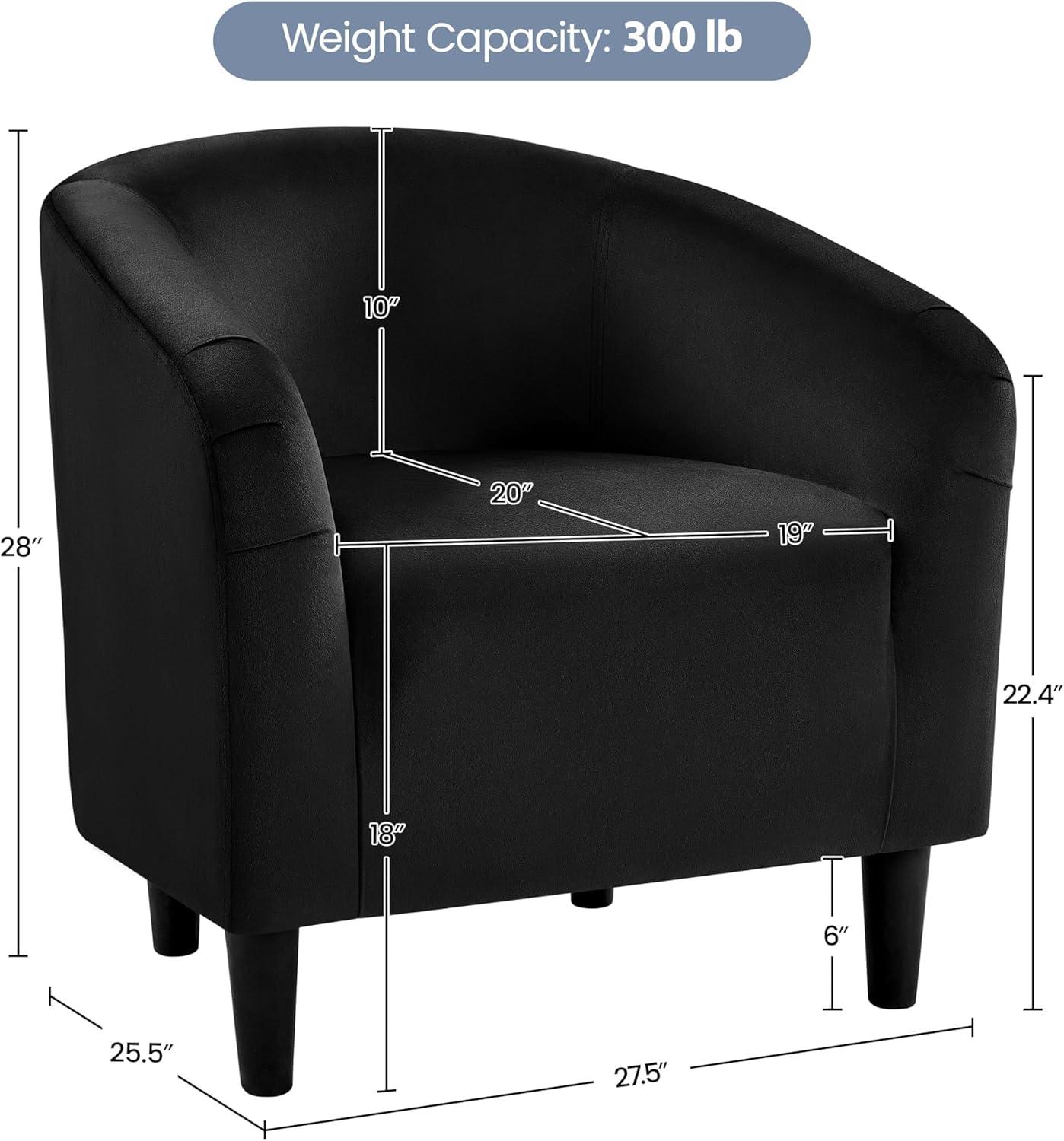 Renwick Modern Upholstered Tub Chair, Set of 2, Black Velvet