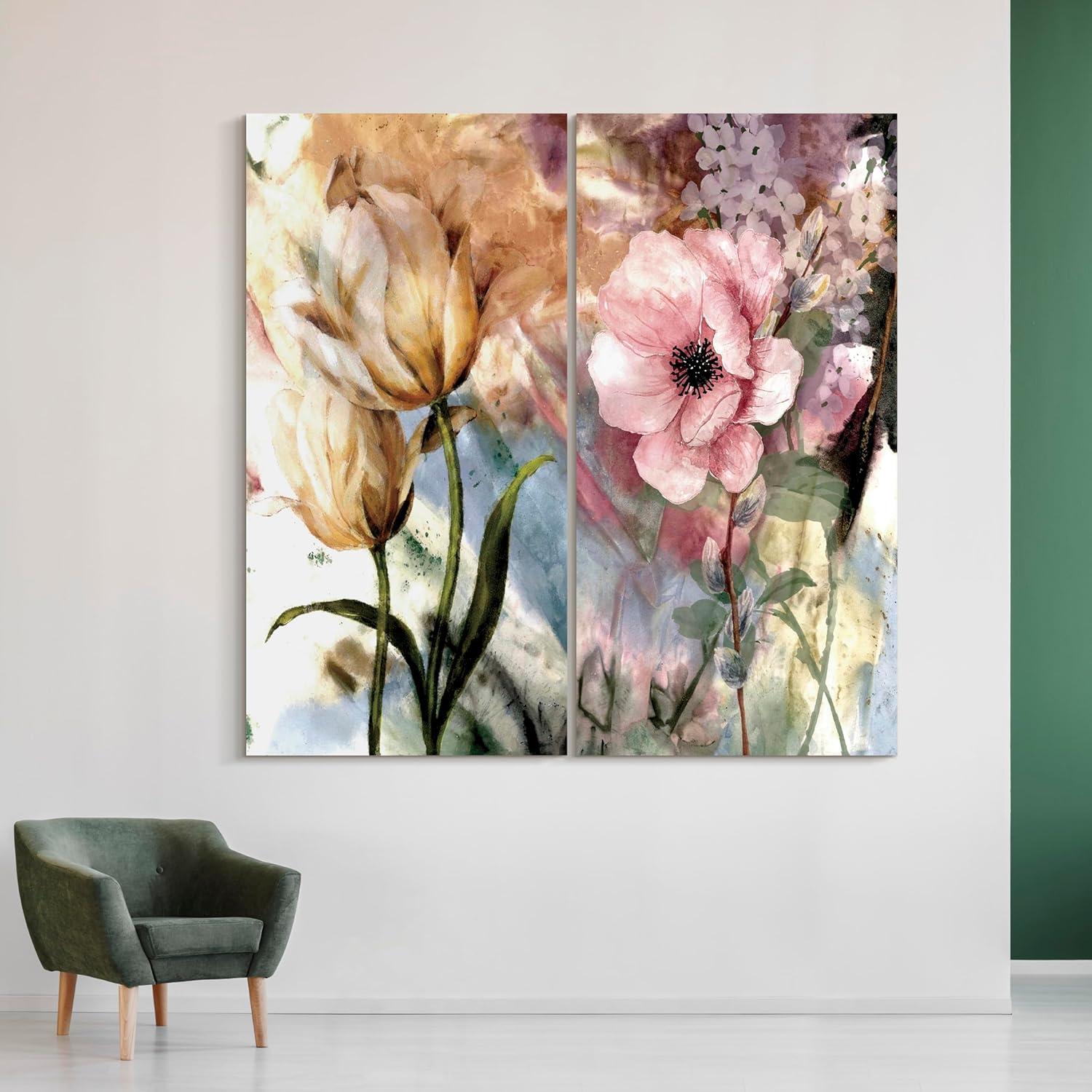 Empire Art Direct " Pastel Fleur I&II " 2 - Pieces Painting Print