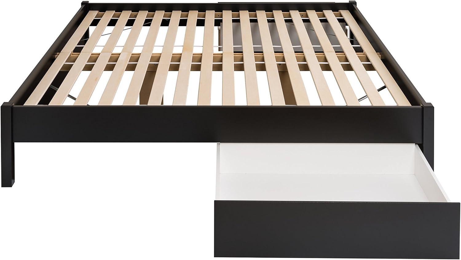 King Select 4-Post Platform Bed with 2 Drawers Black - Prepac: Solid Wood, Storage Functionality
