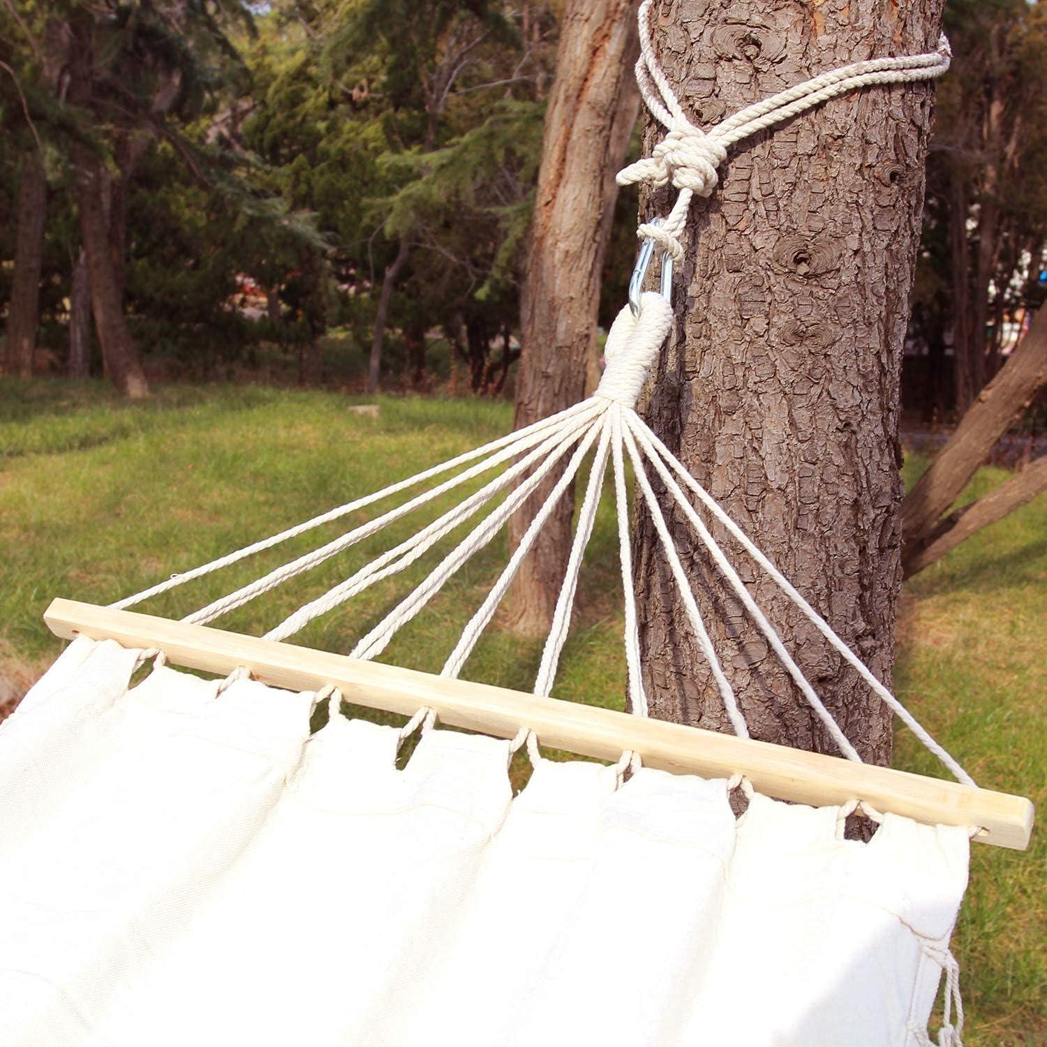 13 ft Beige Cotton Hammock Straps with Carabiner Hooks