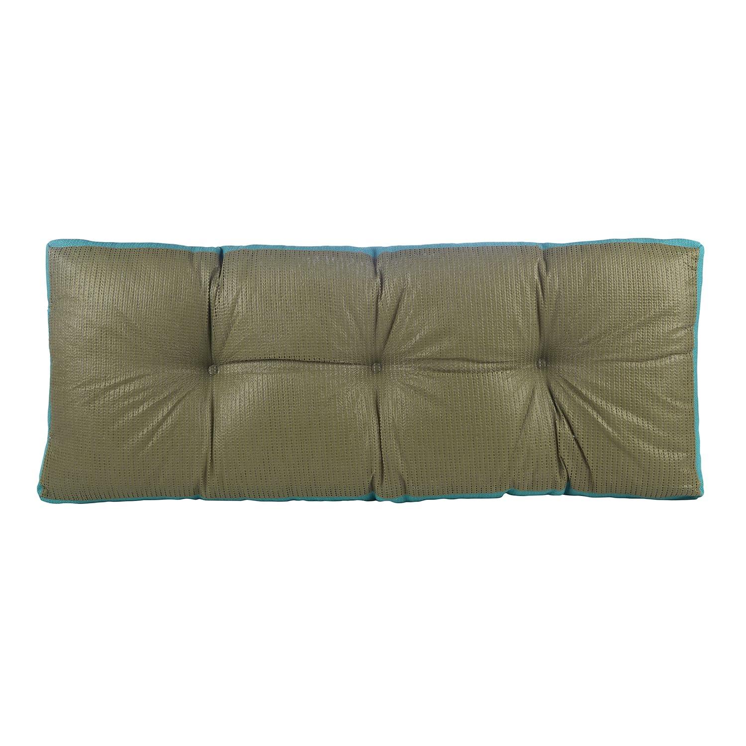 Gripper 35" Tufted Omega Universal Bench Cushion Teal: Solid Rectangle Indoor Seat Cushion, Polypropylene, 36"x14"x3"