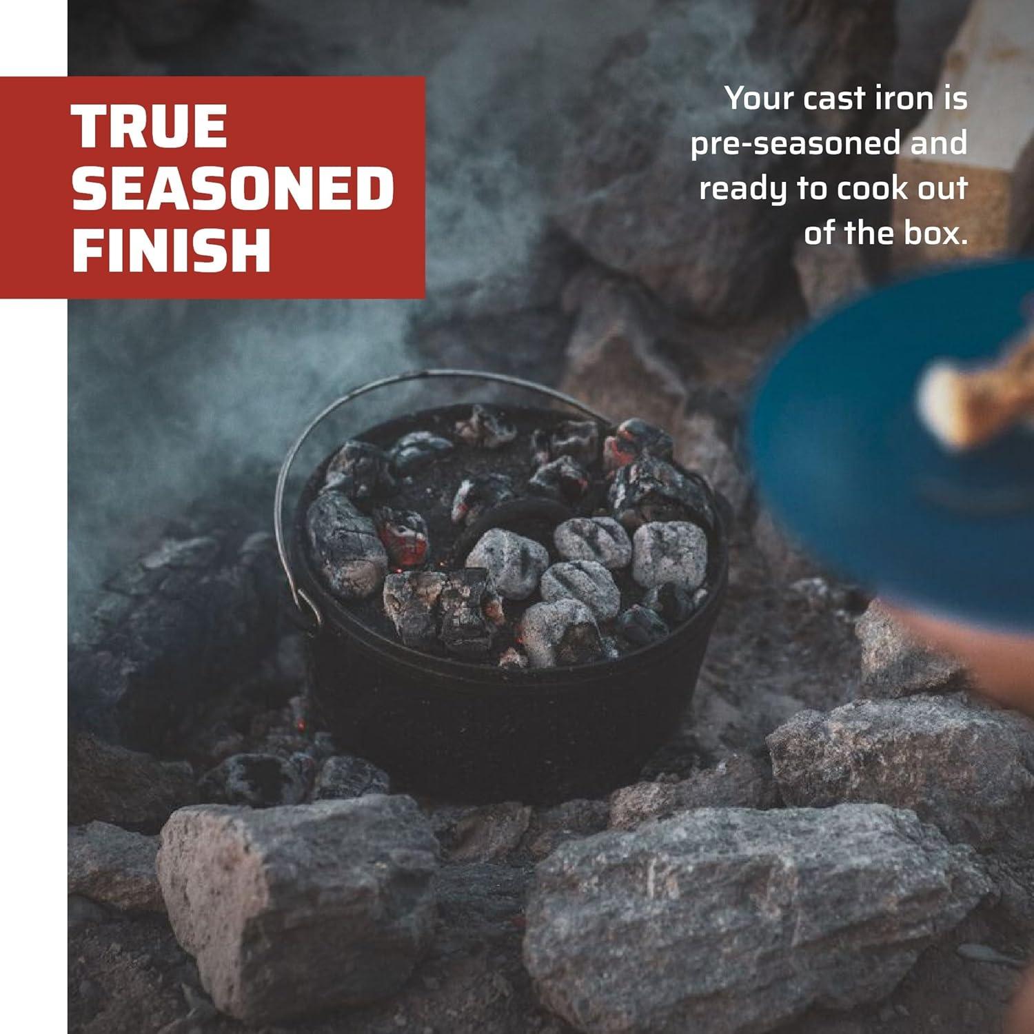 Camp Chef 5 Quart 10" Classic Deep Dutch Oven, Pre Seasoned Cast Iron, SDO10D