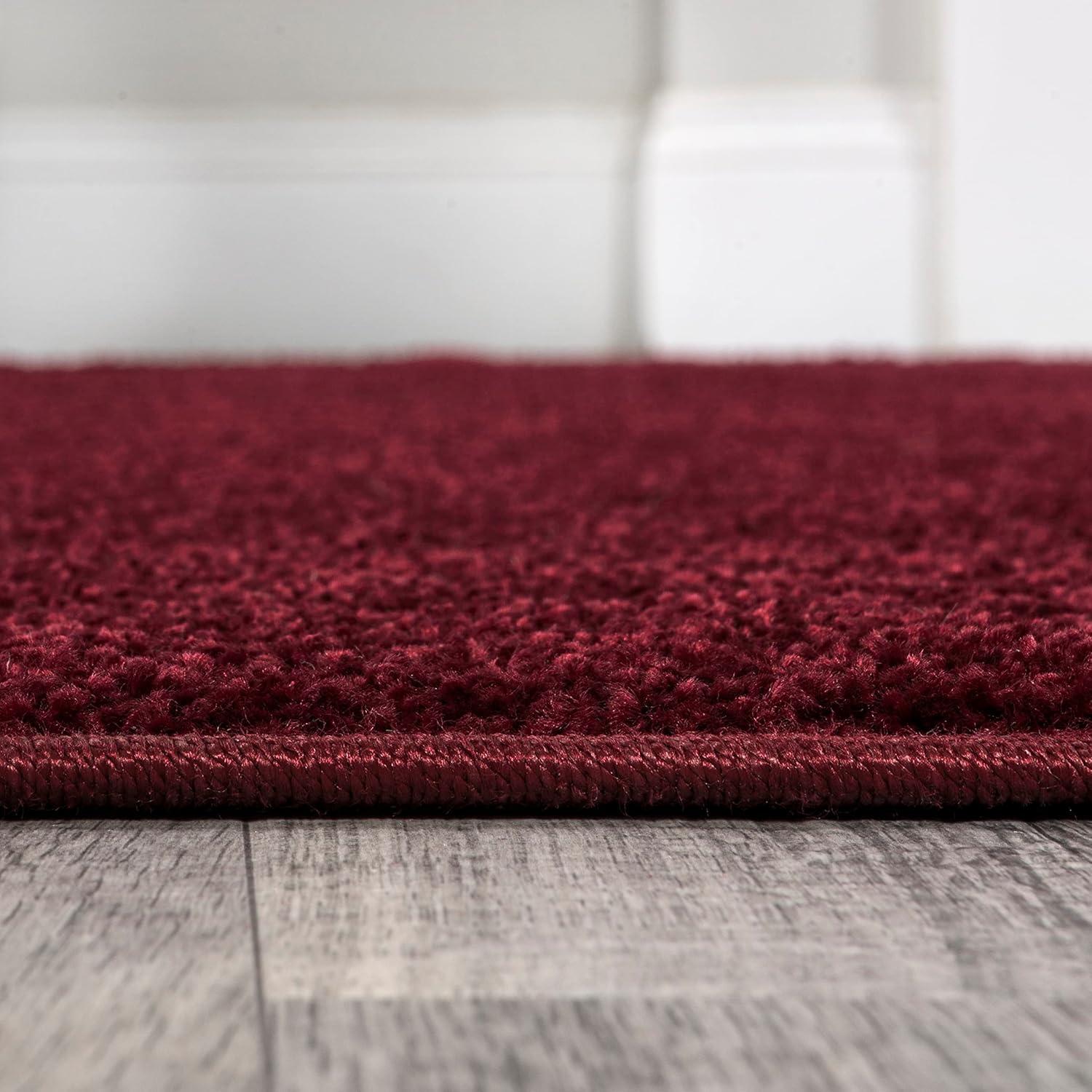 3'x5'Oval  Haze Solid Low-Pile, Dark Red - JONATHAN Y