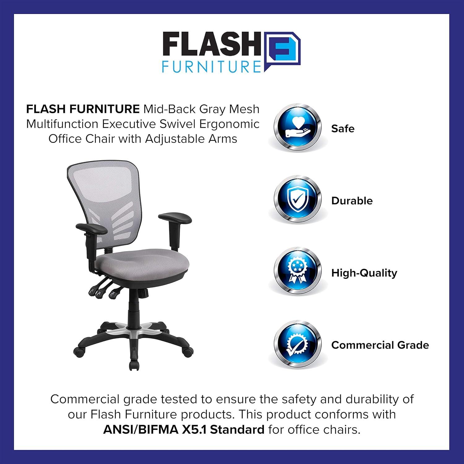Flash Furniture Siyer Mid-Back Mesh Ergonomic Office Chair with Adjustable Arms by Flash Furniture