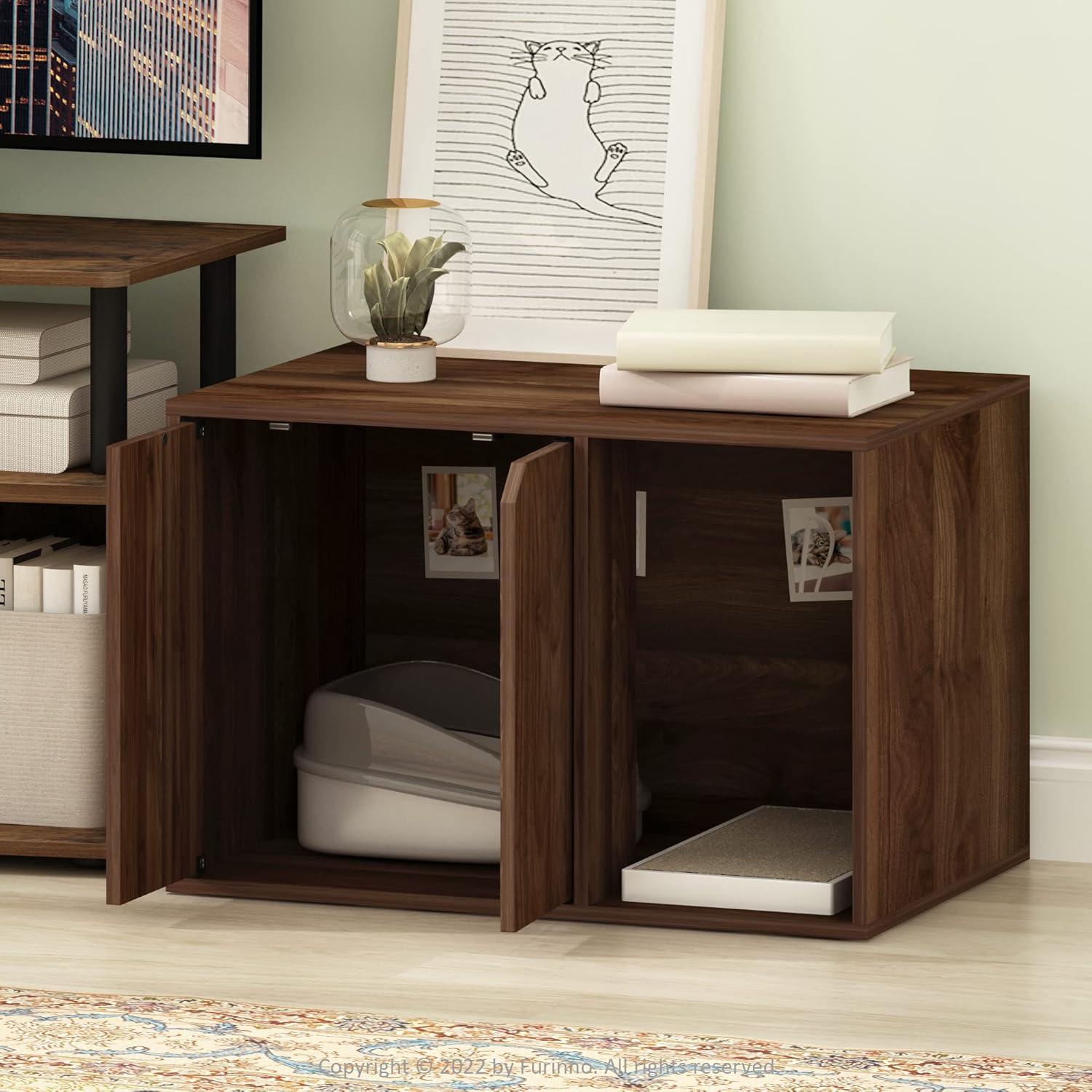 Small Columbia Walnut Pet Litter Box Enclosure