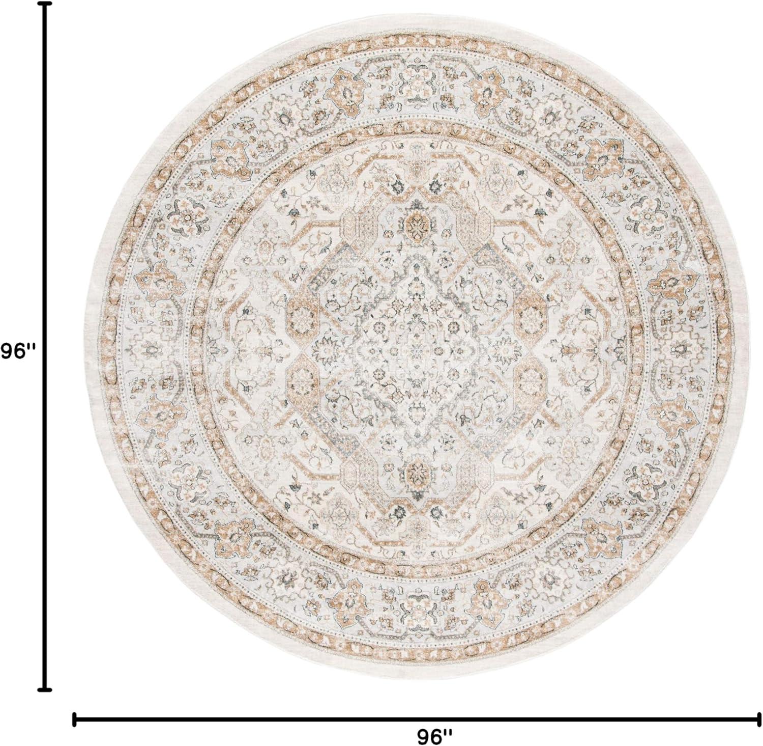 Isabella ISA916 Power Loomed Area Rug - Cream/Beige - 8' Round - Safavieh