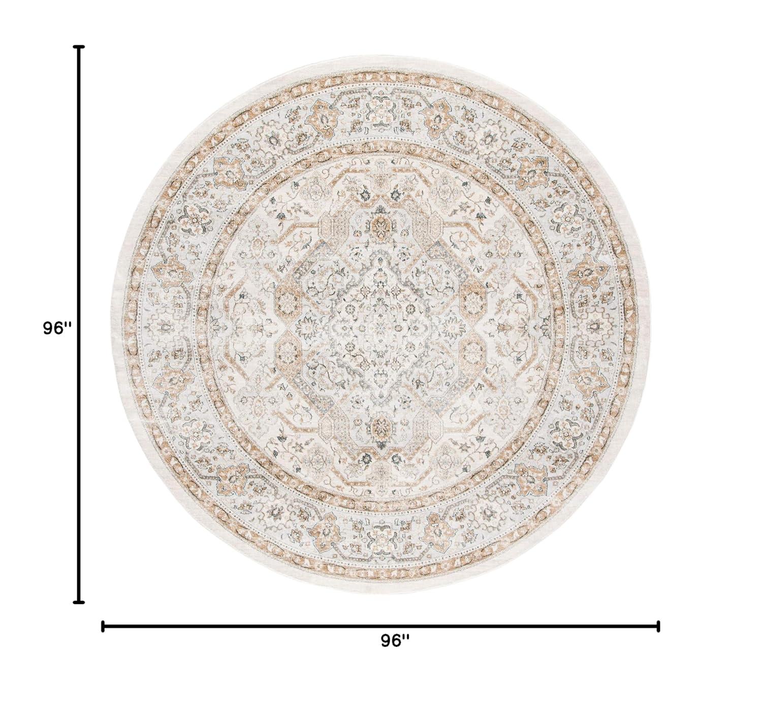 Isabella ISA916 Power Loomed Area Rug - Cream/Beige - 8' Round - Safavieh
