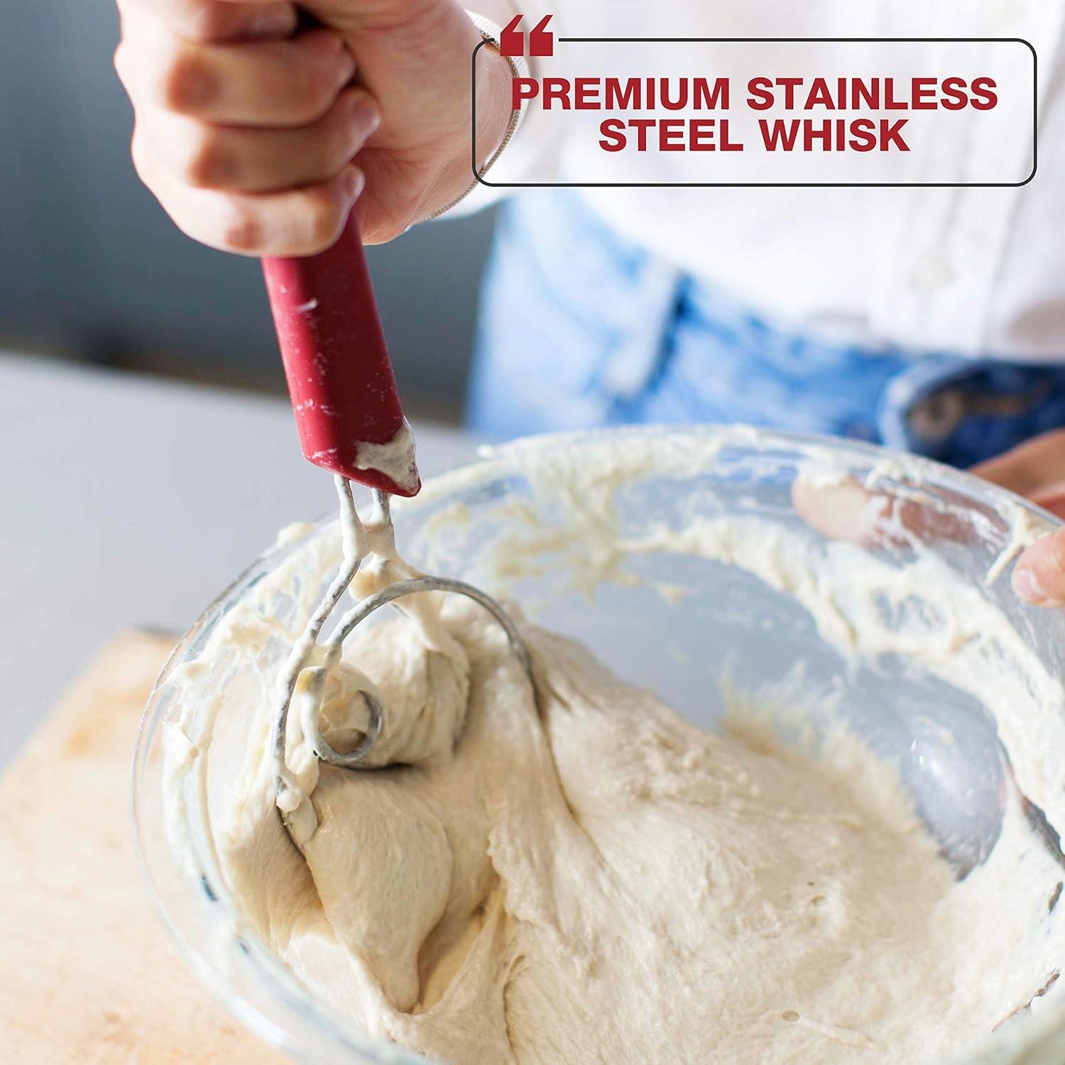 Breadsmart Artisan Bread Making Kit - 5 PC Baking Supplies Set - Lame, Scraper, Whisk, Proofing Basket & Cotton Liner - Red