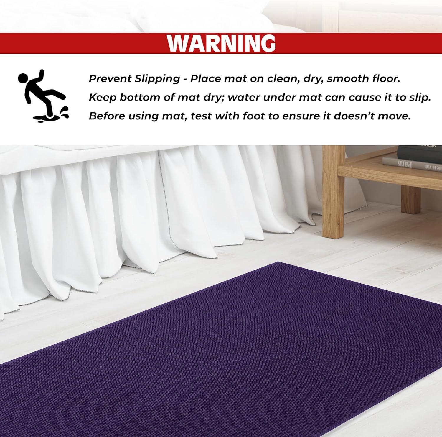 American Soft Linen 100% Cotton Bath Mat Rugs, 20x34 inches Slip Resistant Bottom Base Bath Mats for Bathroom, Purple