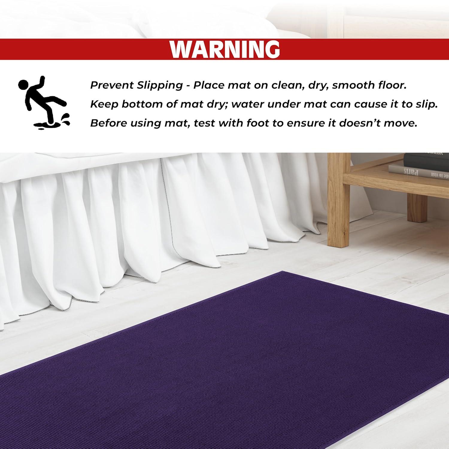 American Soft Linen 100% Cotton Bath Mat Rugs, 20x34 inches Slip Resistant Bottom Base Bath Mats for Bathroom, Purple