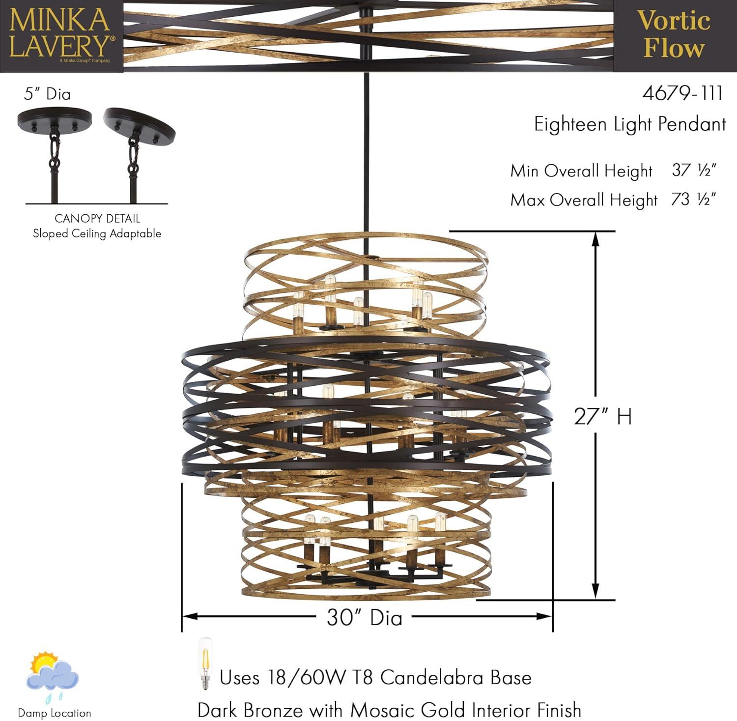Minka Lavery Dark Bronze Mosaic Gold Chandelier 30" Wide Modern 18-Light Fixture for Dining Room House Foyer Kitchen Entryway Home