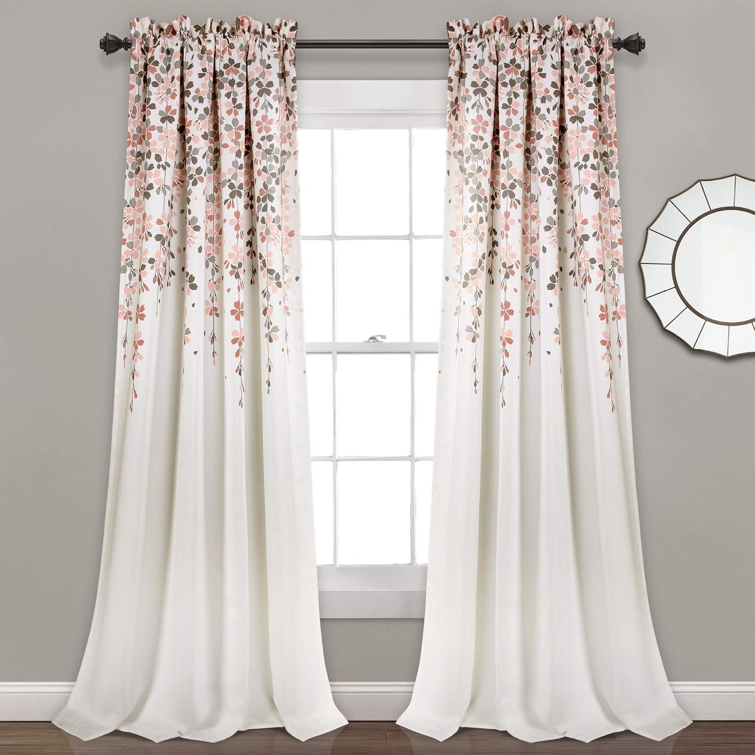 Lush Decor Weeping Flowers Floral Room Darkening Thermal Rod Pocket Curtain Panels (Set of 2)