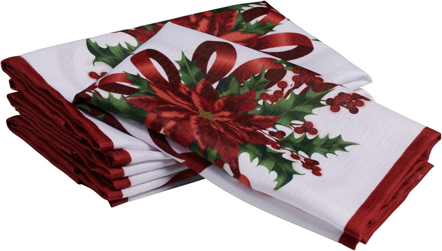 Elegant Christmas Ribbon Tablecloth with Red and Green Design, 60 x 126 Inch