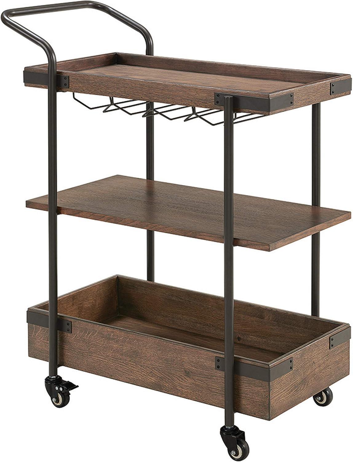 32 in. Kyra Oak & Metal Bar Cart