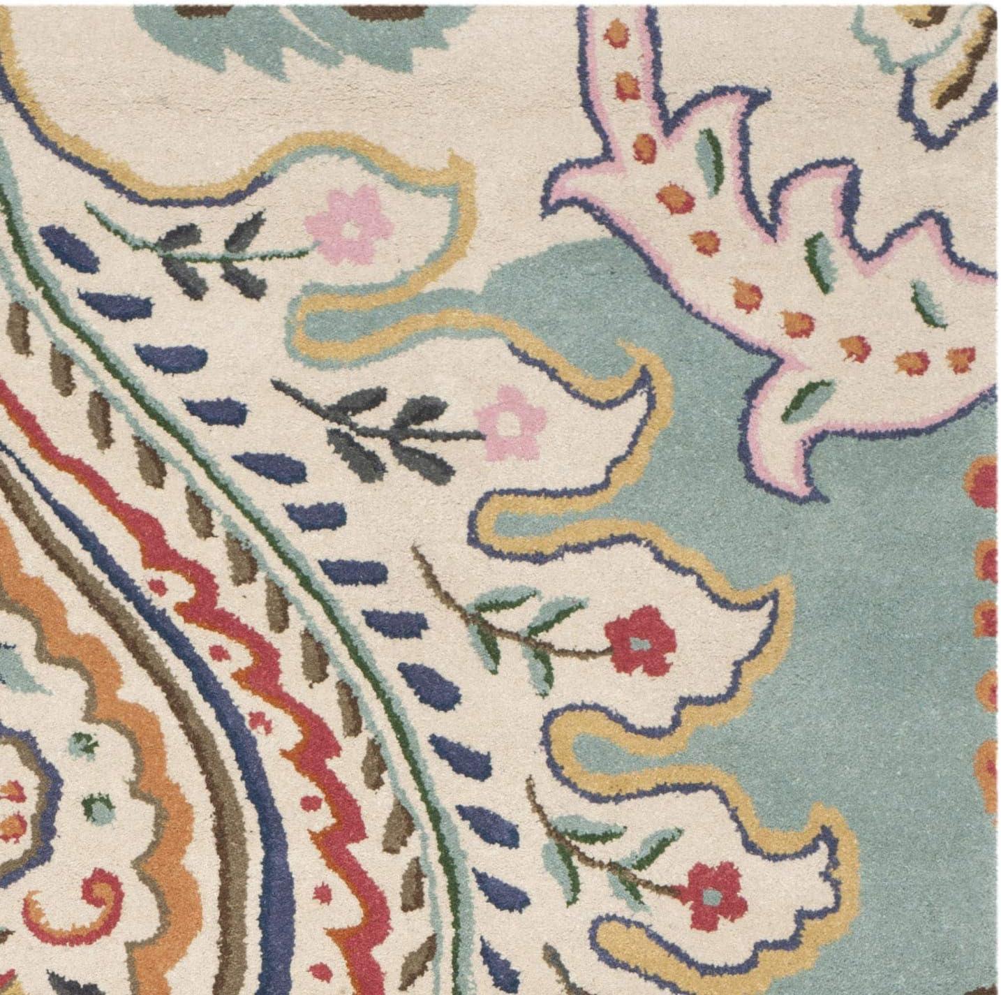 Bella BEL118 Hand Tufted Area Rug - Ivory/Teal - 5'x8' - Safavieh.