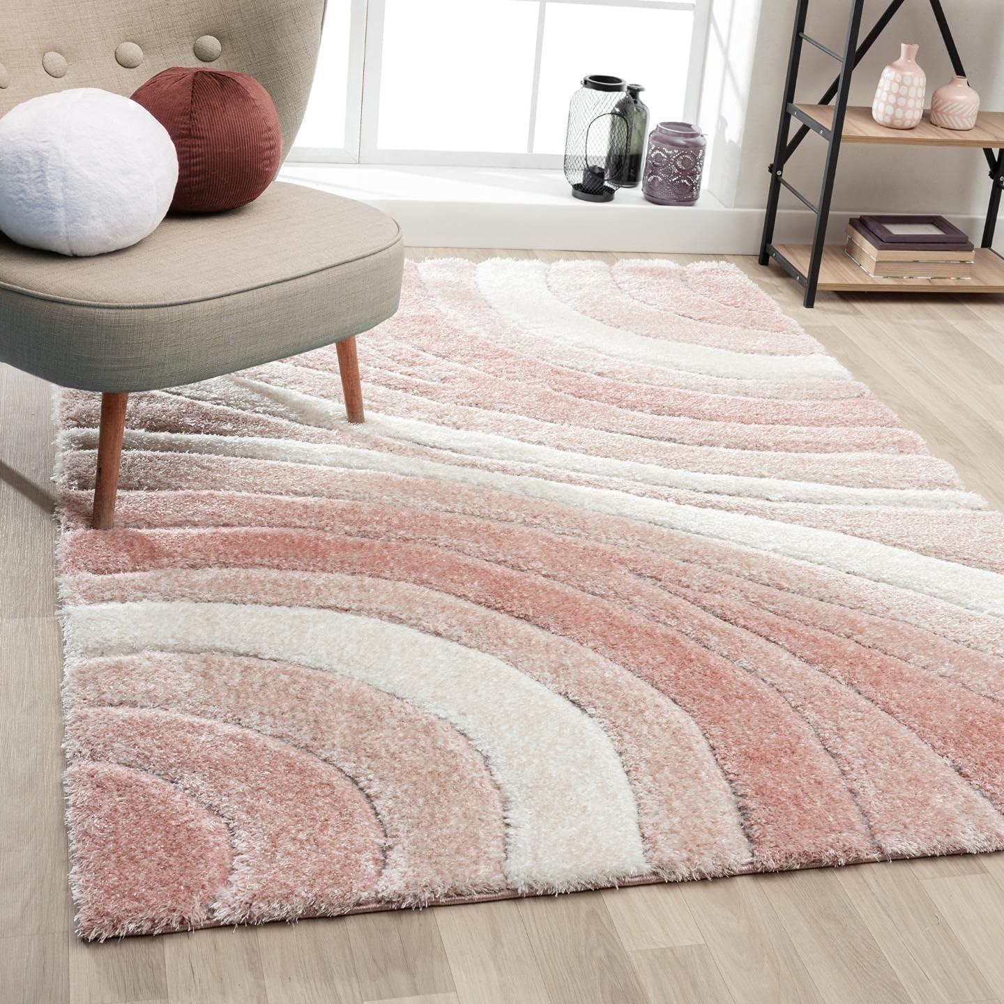 Luxe Weavers Modern Shag Geometric Area Rug, Turquoise 5x7