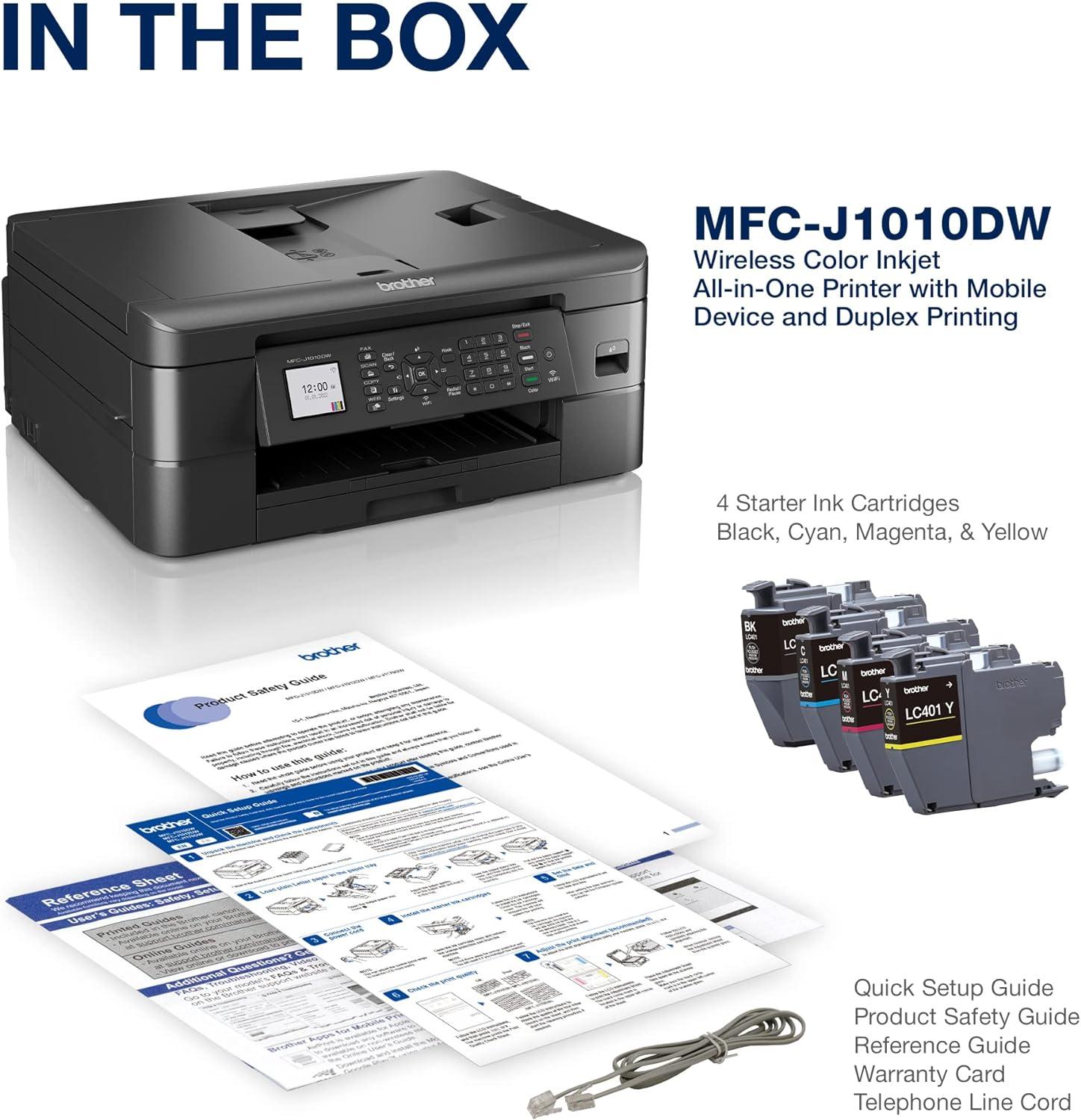 Brother MFC-J1010DW Color Inkjet All-in-One Printer with Wireless Connectivity, Duplex Printing