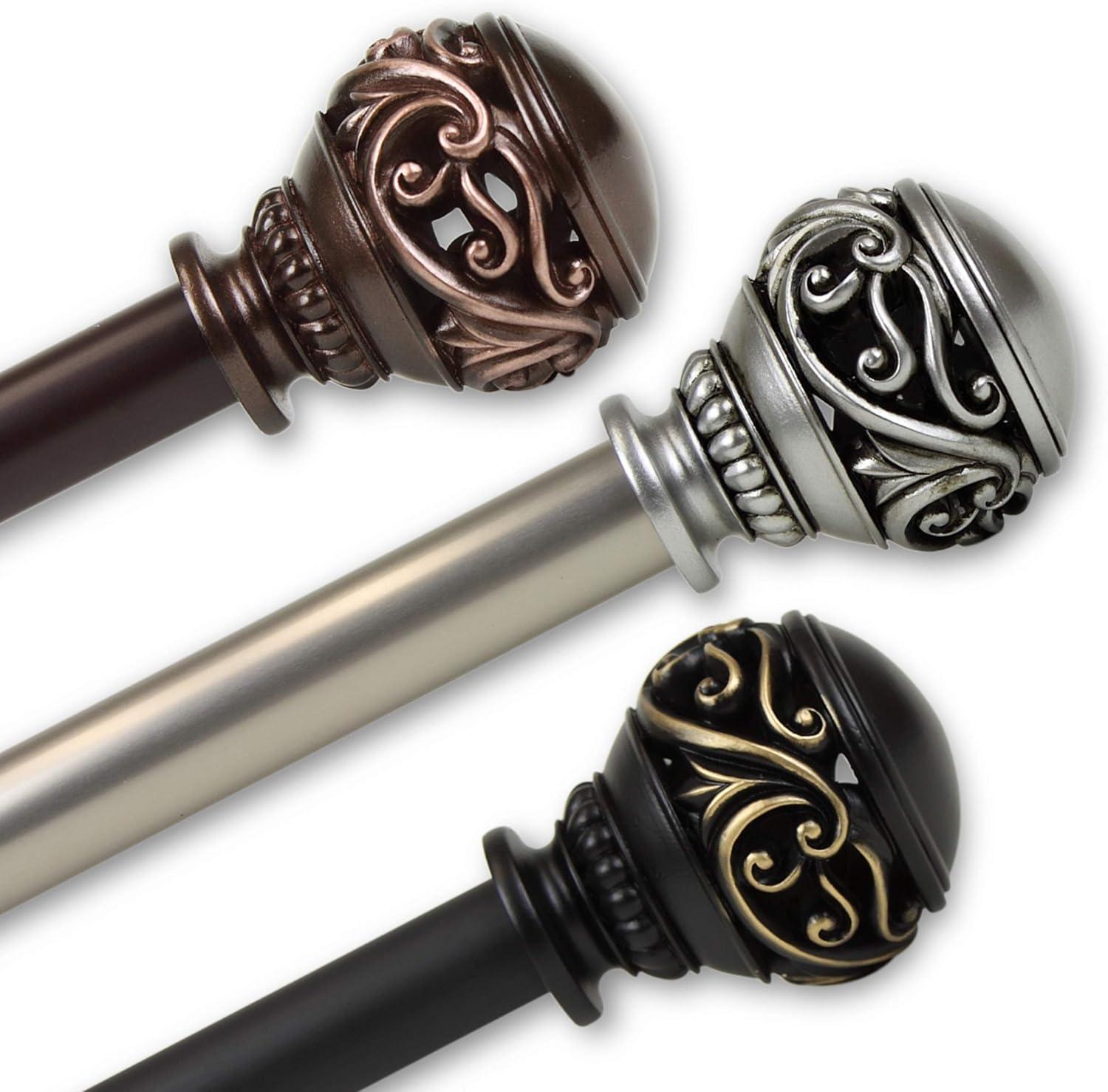 Bronze 1" Steel Curtain Rod with Embossed Finials