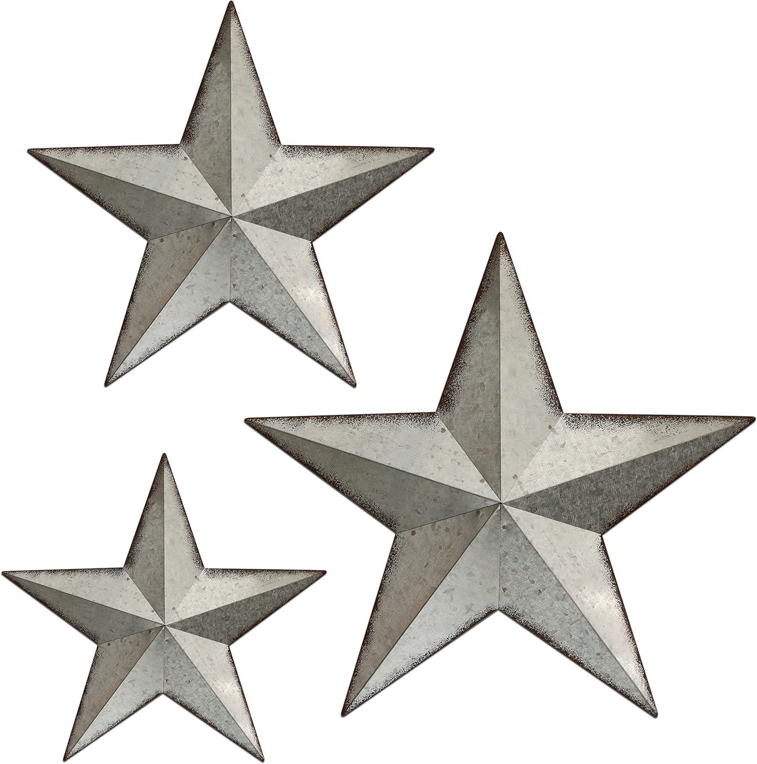 Set of 3 Metal Stars Indoor Outdoor Wall Decors - Olivia & May