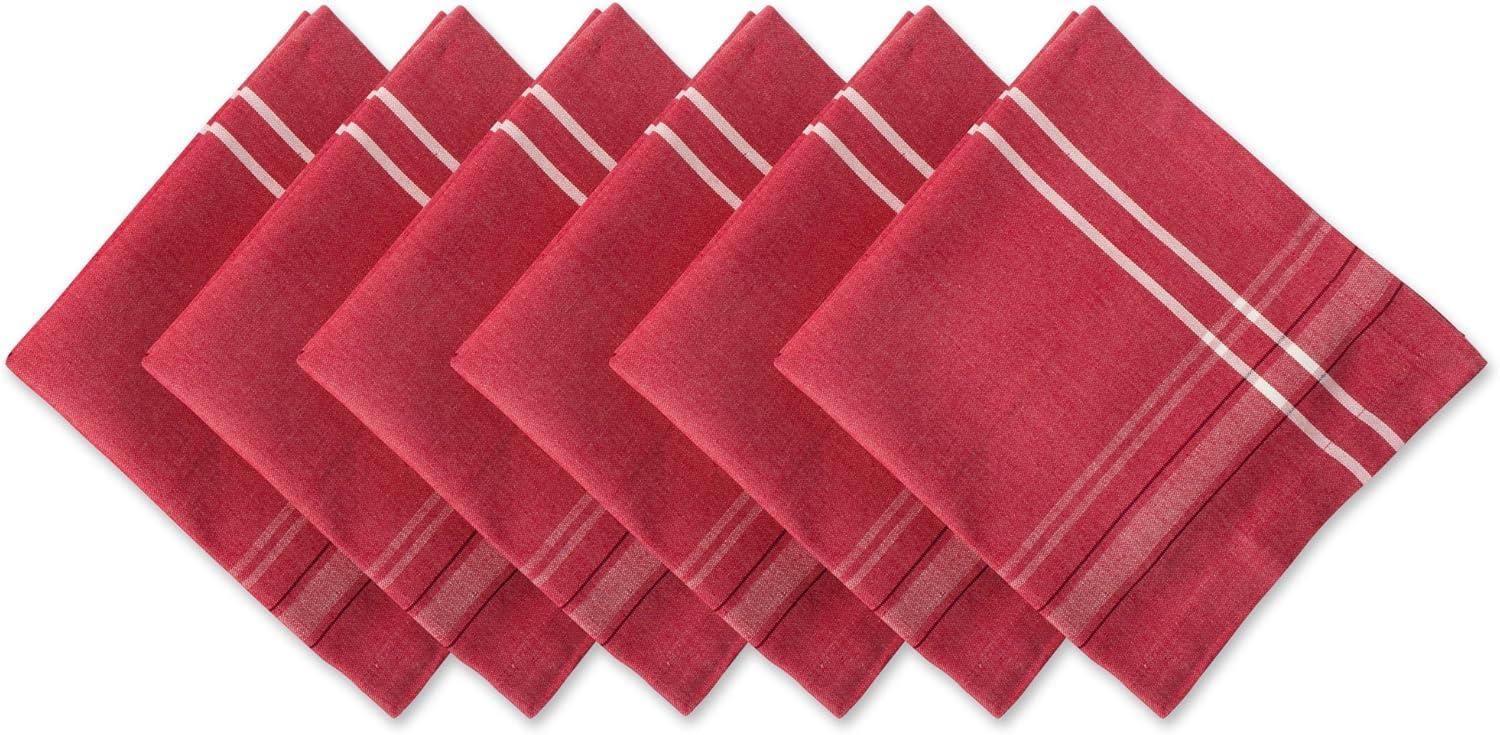 Red Chambray Cotton Farmhouse Style Napkin Set, 20x20, 6 Piece