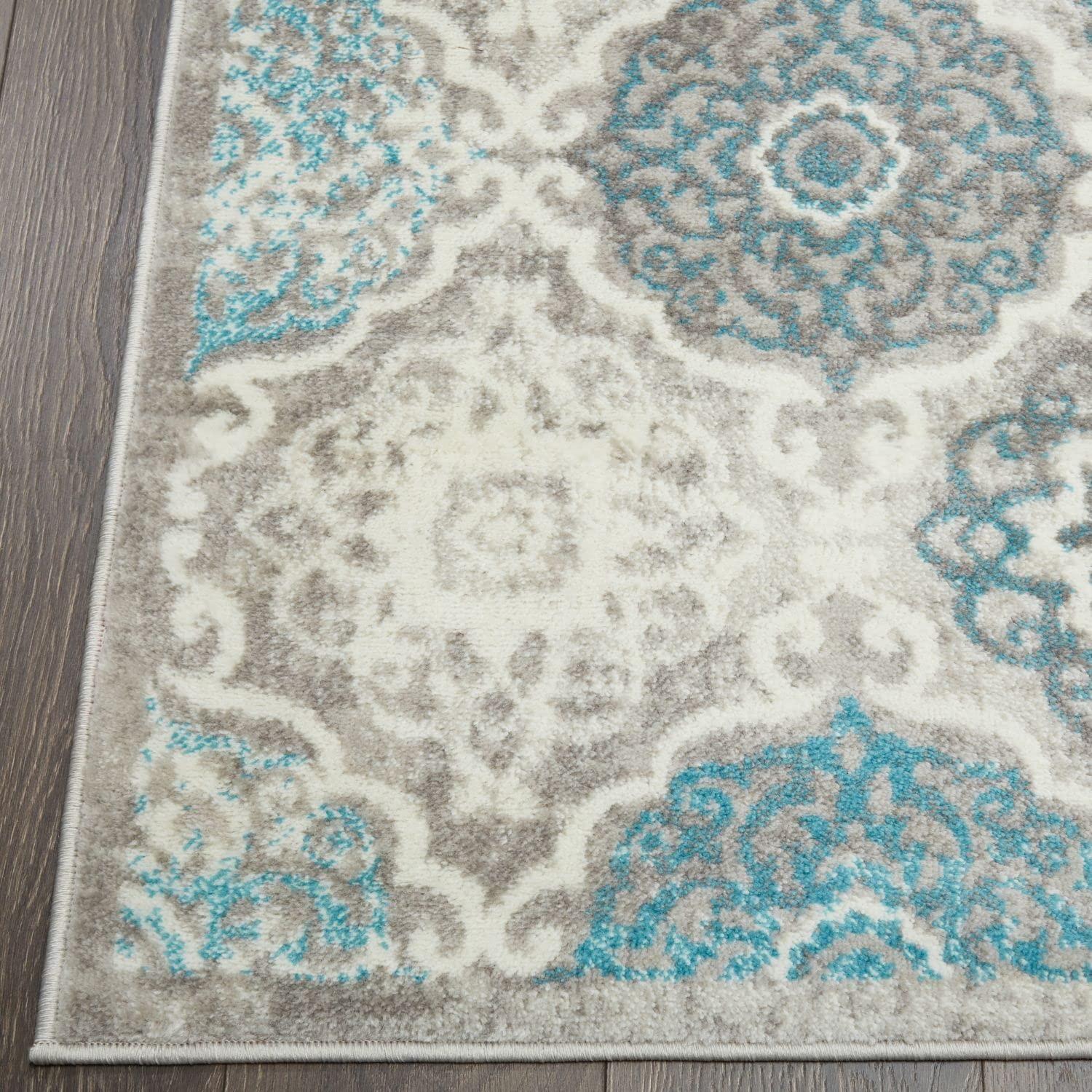 Home Dynamix Boho Andorra Transitional Damask Area Rug, Navy Blue/Ivory, 2'7"x4'7"