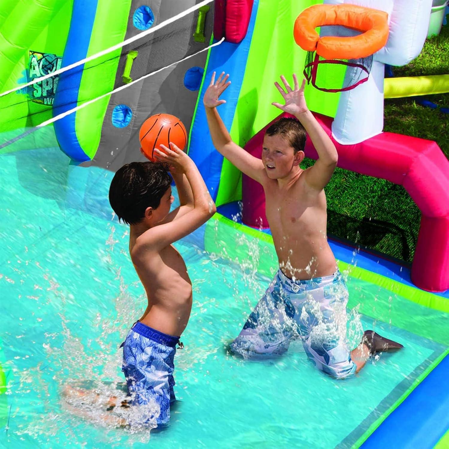 Banzai Banzai Aqua Sports Kids Inflatable Outdoor Backyard Water Slide Splash Park