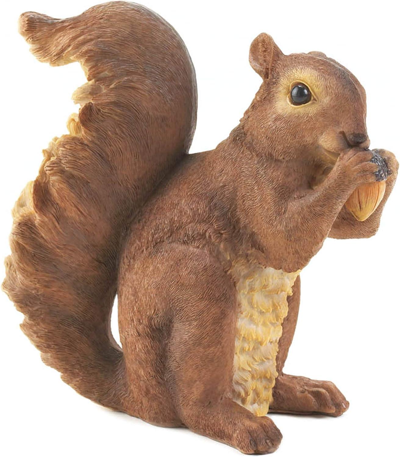 Set of 2 Brown Polyresin Nibbling Squirrel Garden Statues