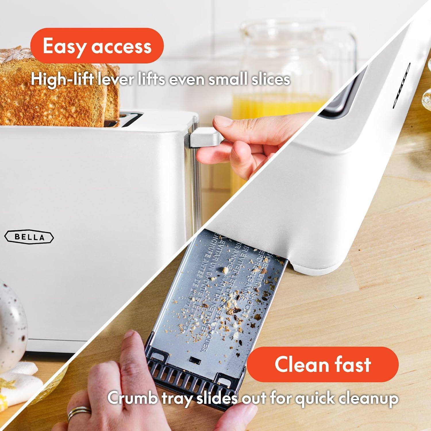 2-Slice Toaster with Auto Shutoff - Extra-Wide Slot and Removable Crumb Tray plus Cancel, Defrost and Reheat Functions - Toast, Bagels and Waffles